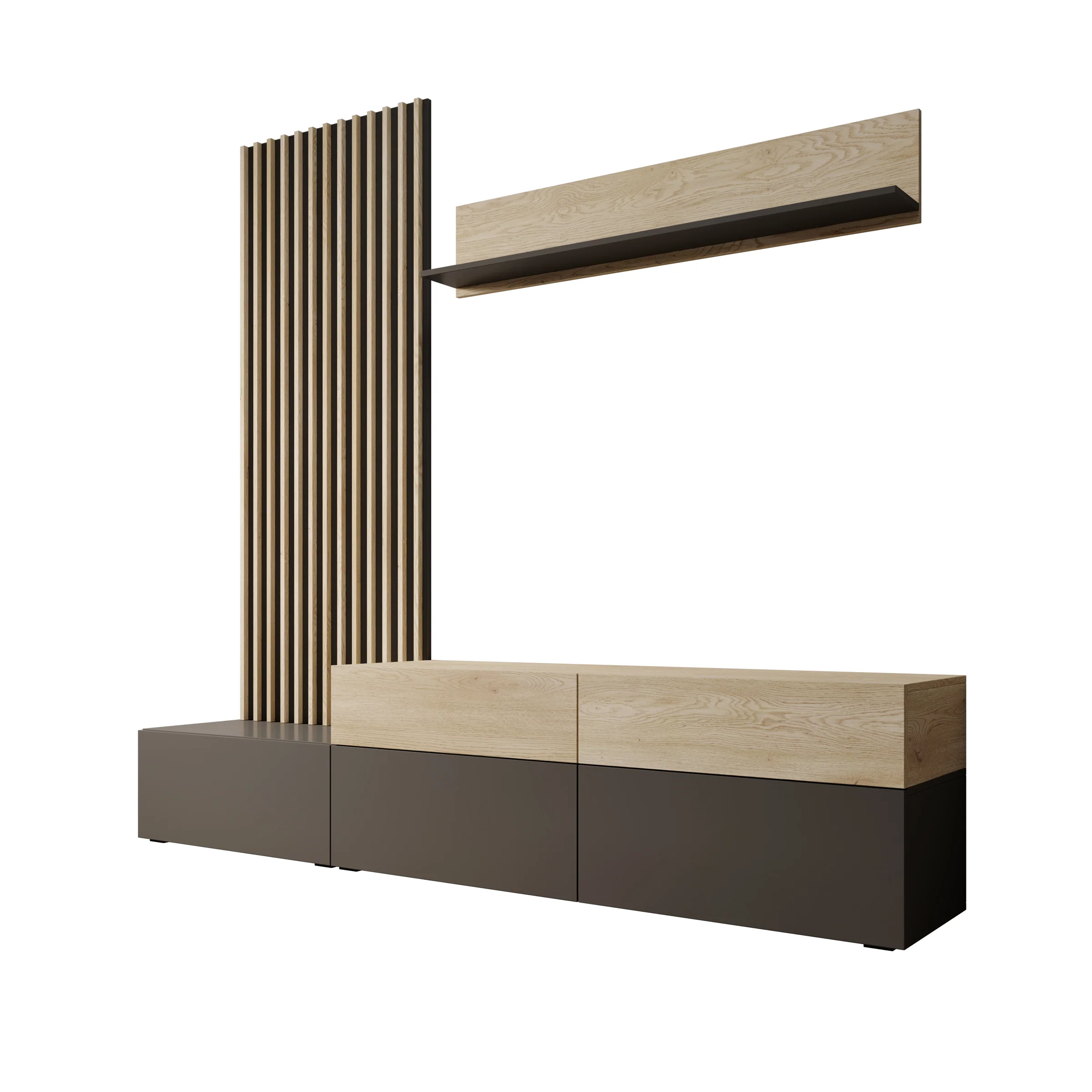 Nobu - Wandmeubel - Grijs/Eikenpatroon - 225x40x209 cm - Image 7