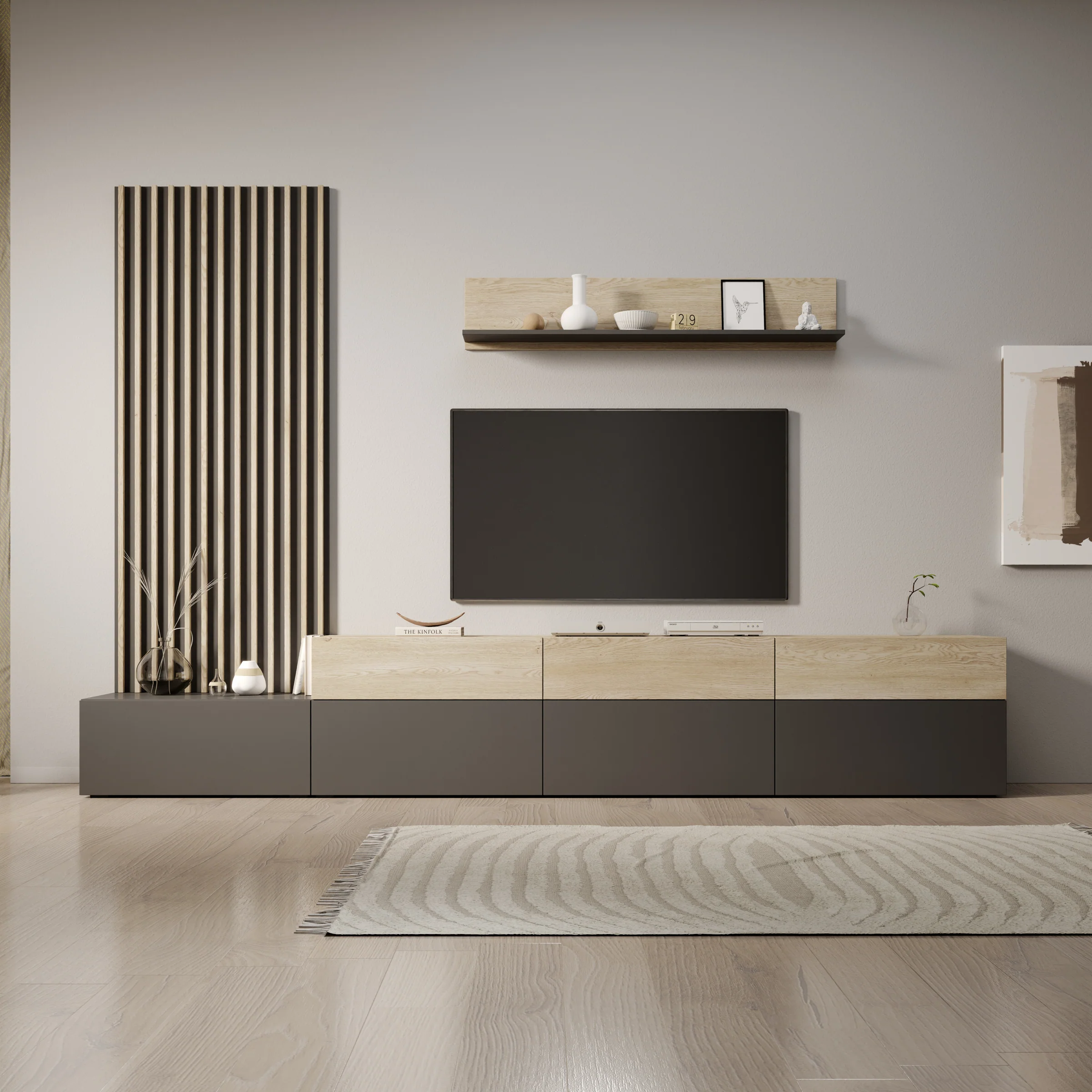 Nobu - Wandmeubel - Grijs/Eikenpatroon - 300x40x209 cm - Image 3