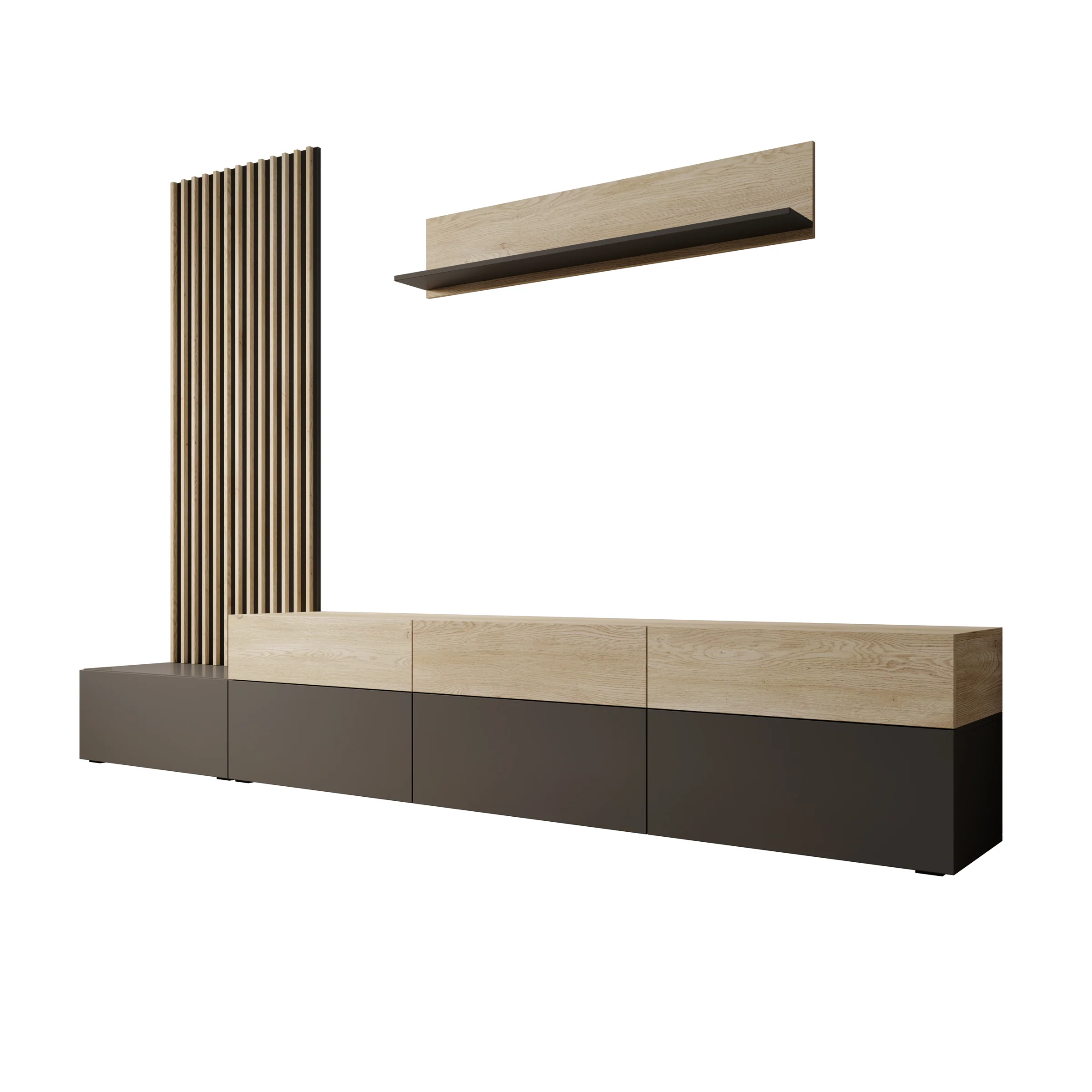 Nobu - Wandmeubel - Grijs/Eikenpatroon - 300x40x209 cm - Image 8