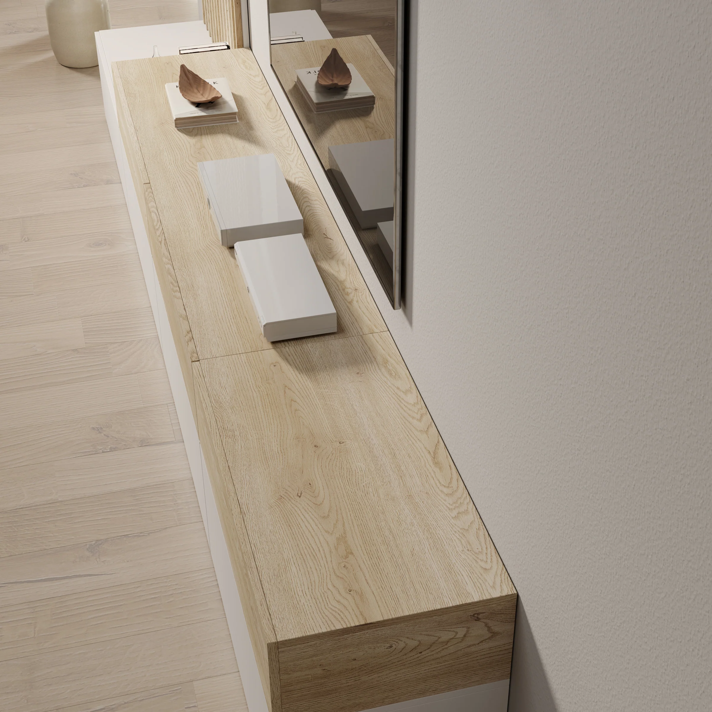Nobu - Wandmeubel - Wit/Eikenpatroon - 300x40x209 cm - Image 5