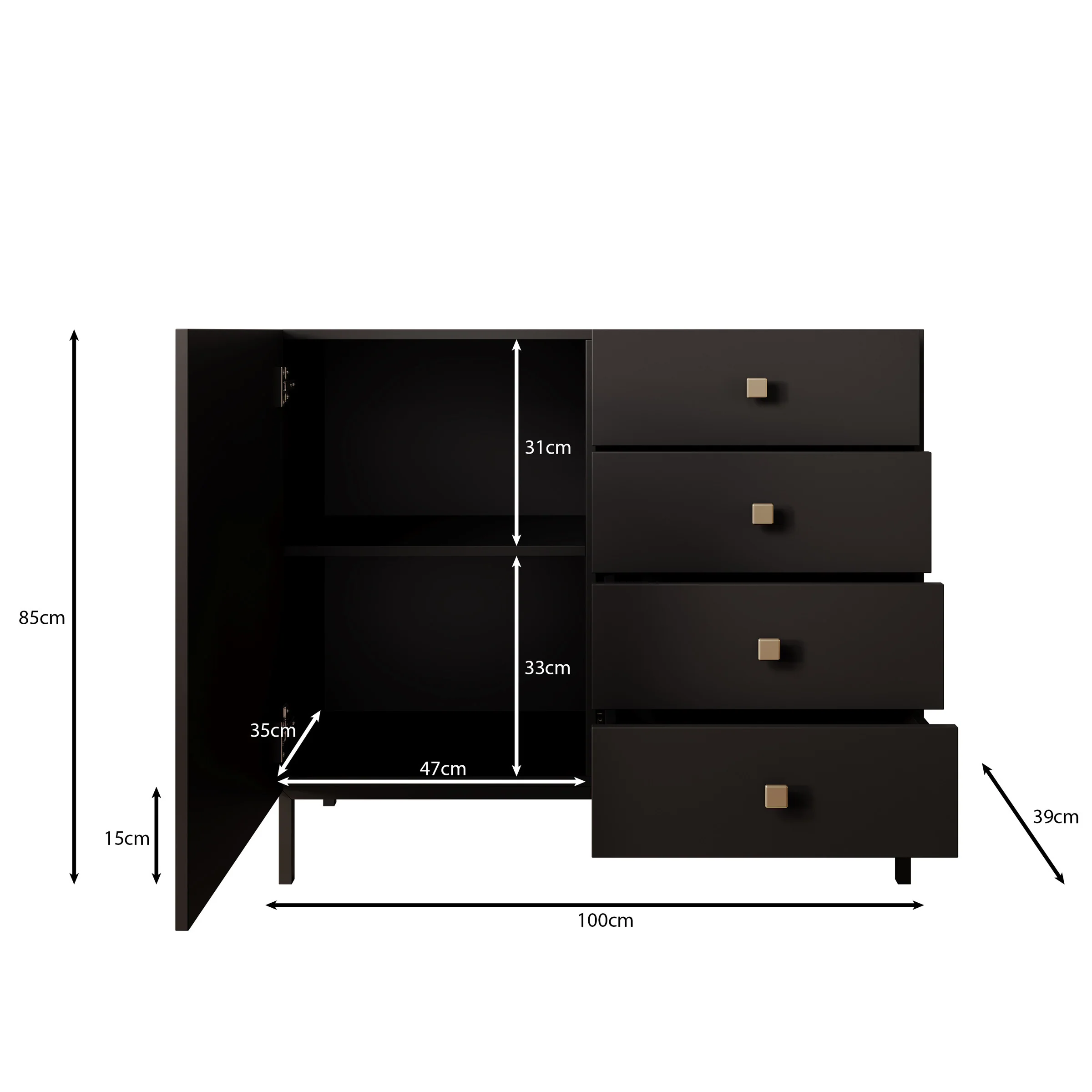 Norment - Dressoir - Zwart - 100x39x85 cm - Image 4