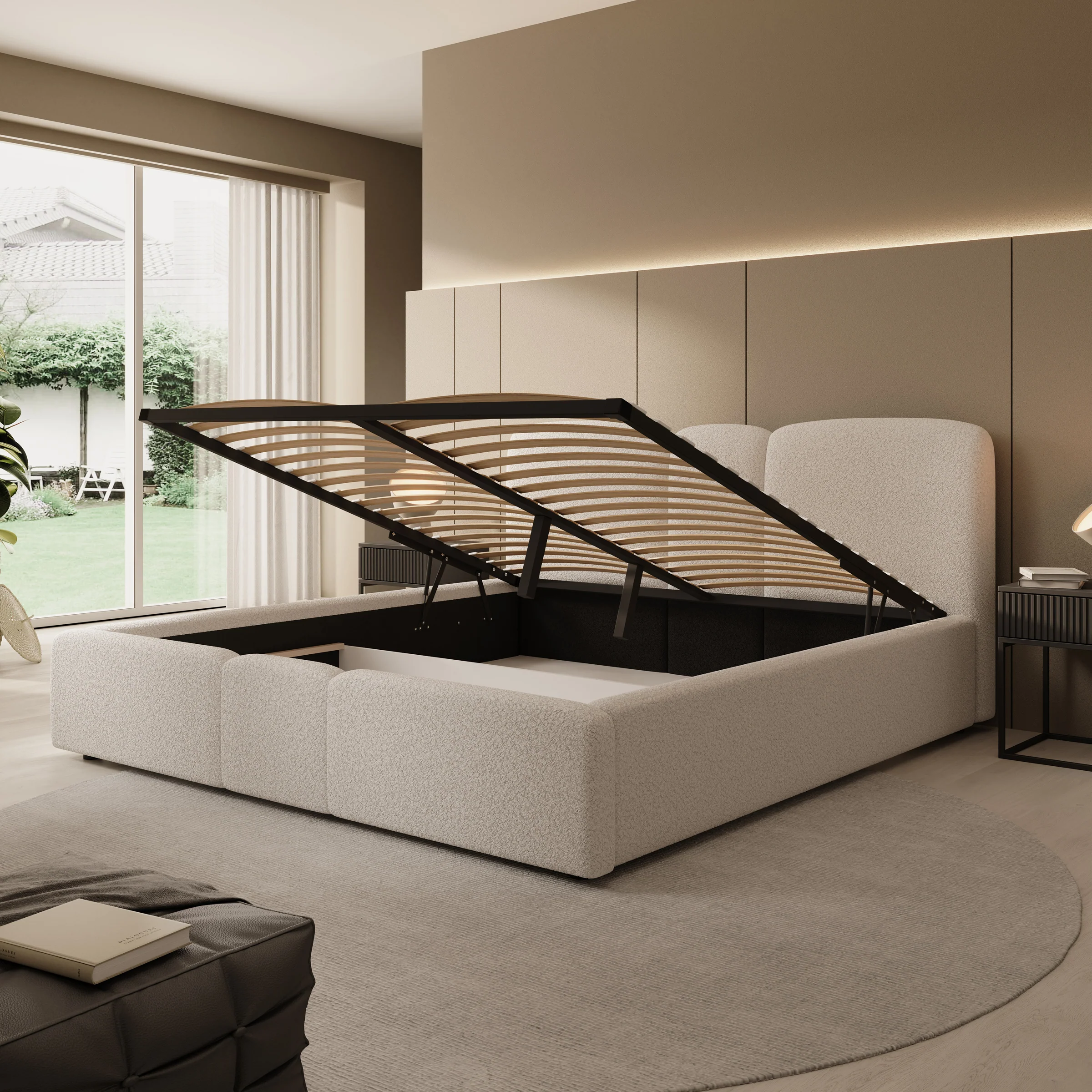 Northwell - Tweepersoonsbed met opbergruimte - Teddystof beige - 180x200 cm - Image 2