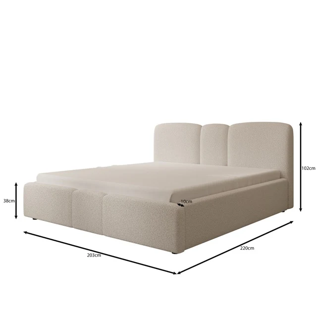Northwell - Tweepersoonsbed met opbergruimte - Teddystof beige - 180x200 cm - Image 4