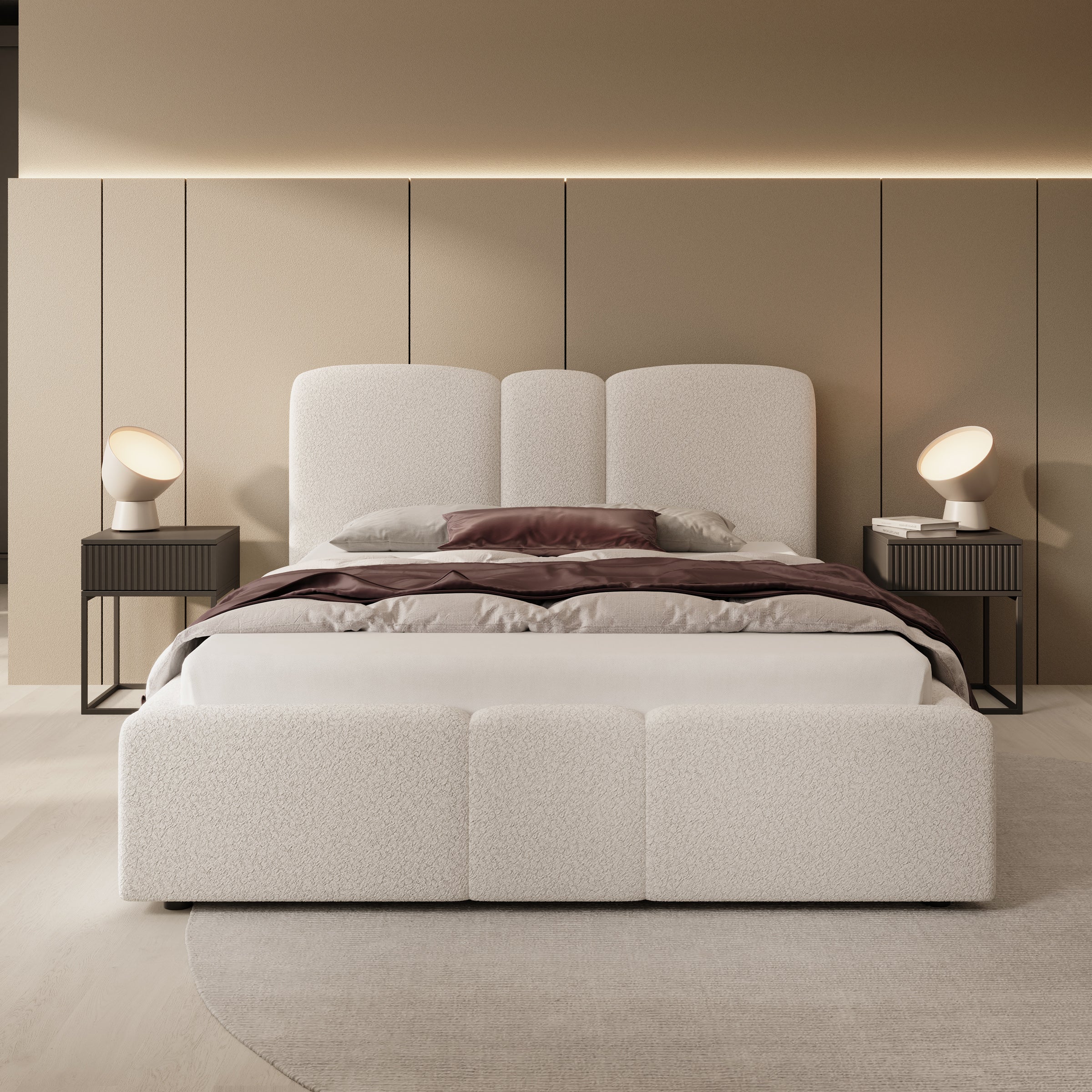Northwell - Tweepersoonsbed met opbergruimte - Teddystof beige - 140x200 cm - Image 3