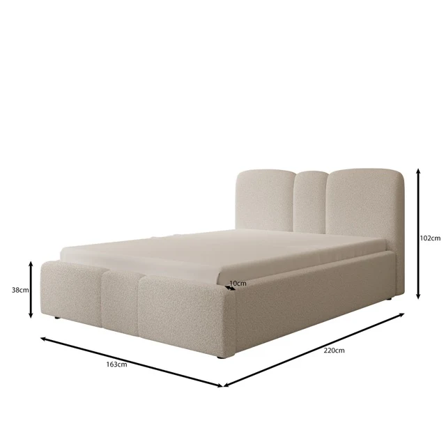 Northwell - Tweepersoonsbed met opbergruimte - Teddystof beige - 140x200 cm - Image 4