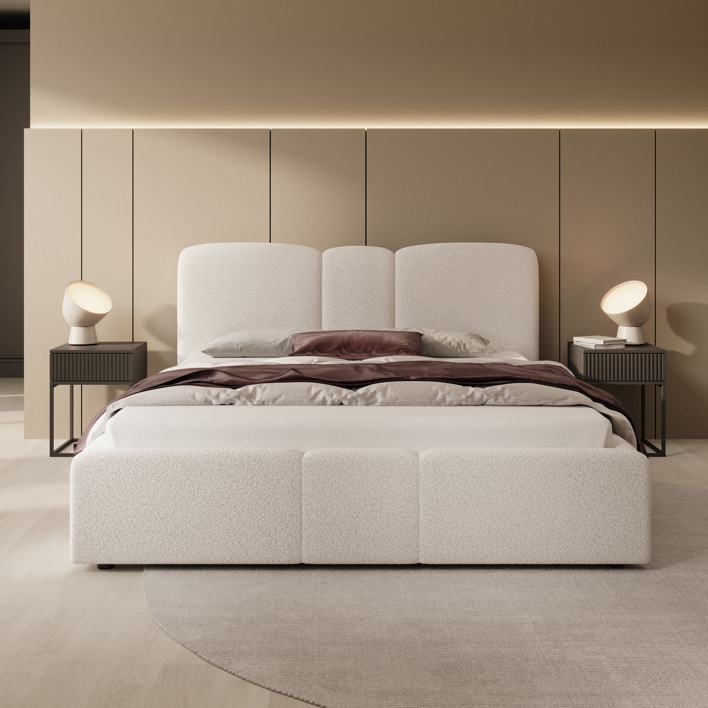 Northwell - Tweepersoonsbed met opbergruimte - Teddystof beige - 160x200 cm - Image 3