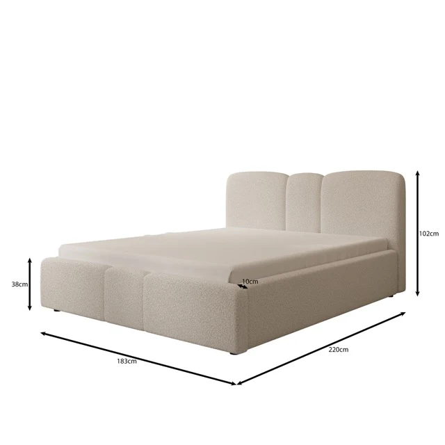Northwell - Tweepersoonsbed met opbergruimte - Teddystof beige - 160x200 cm - Image 4