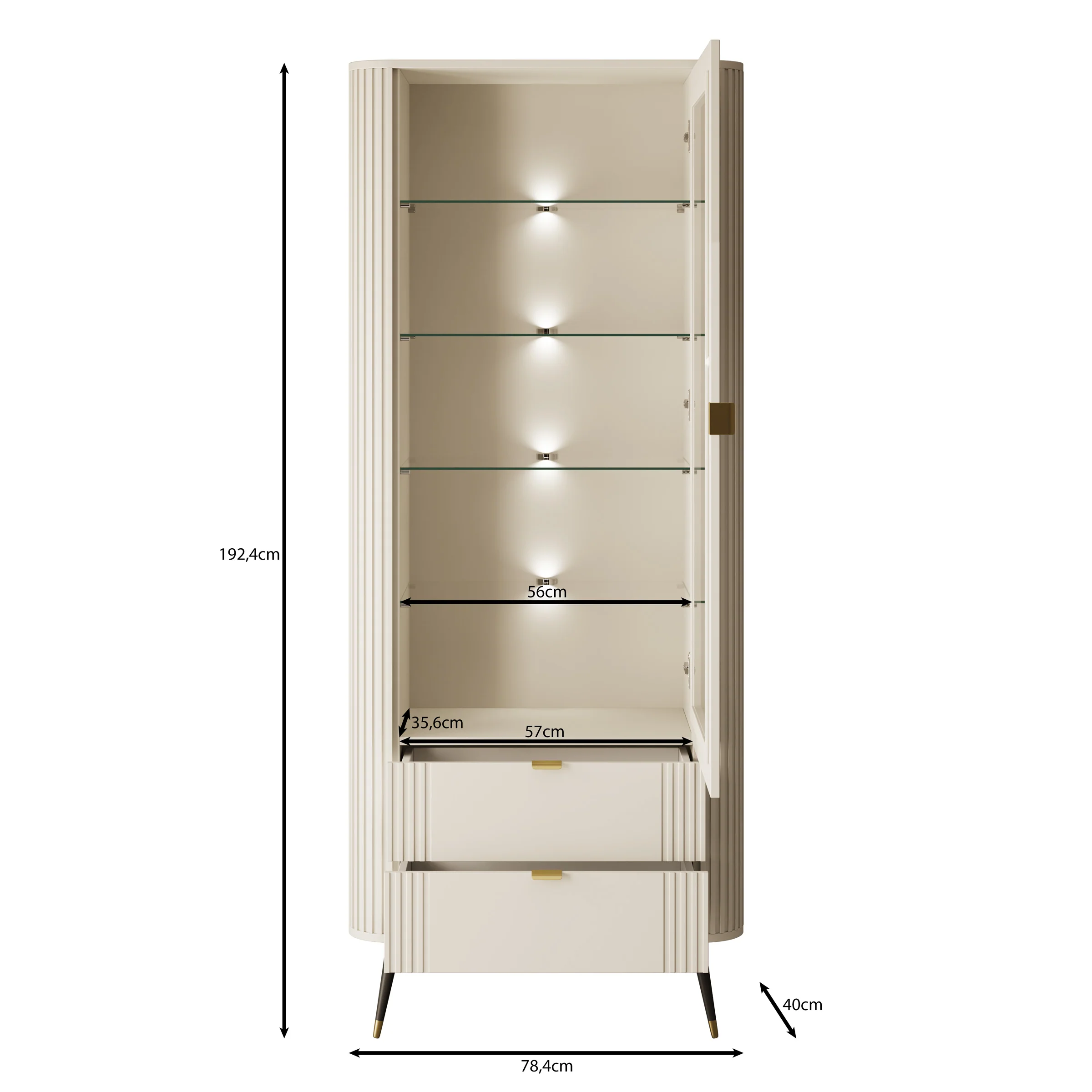 Oahu - Vitrinekast - Beige - 78x40x192 cm - Image 5