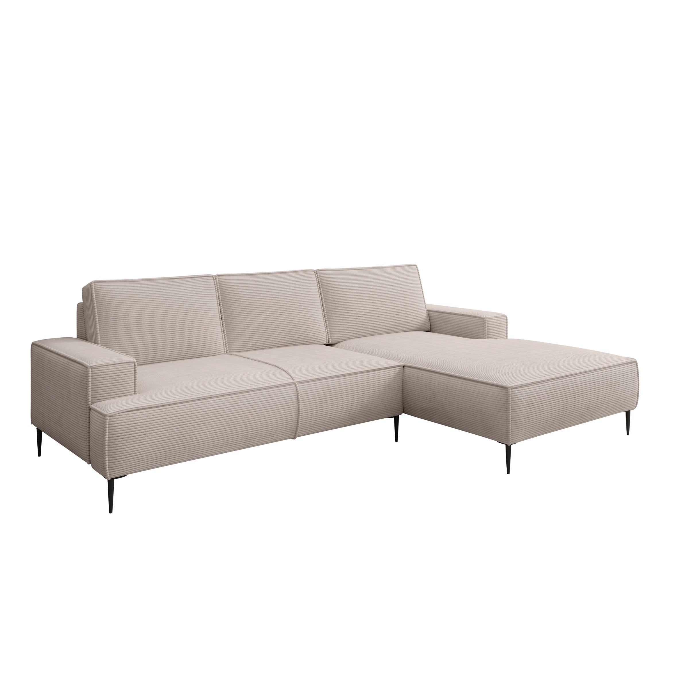 Olympia - Hoekbank 3-zits met chaise longue - Ribstof beige - Rechts - Image 4