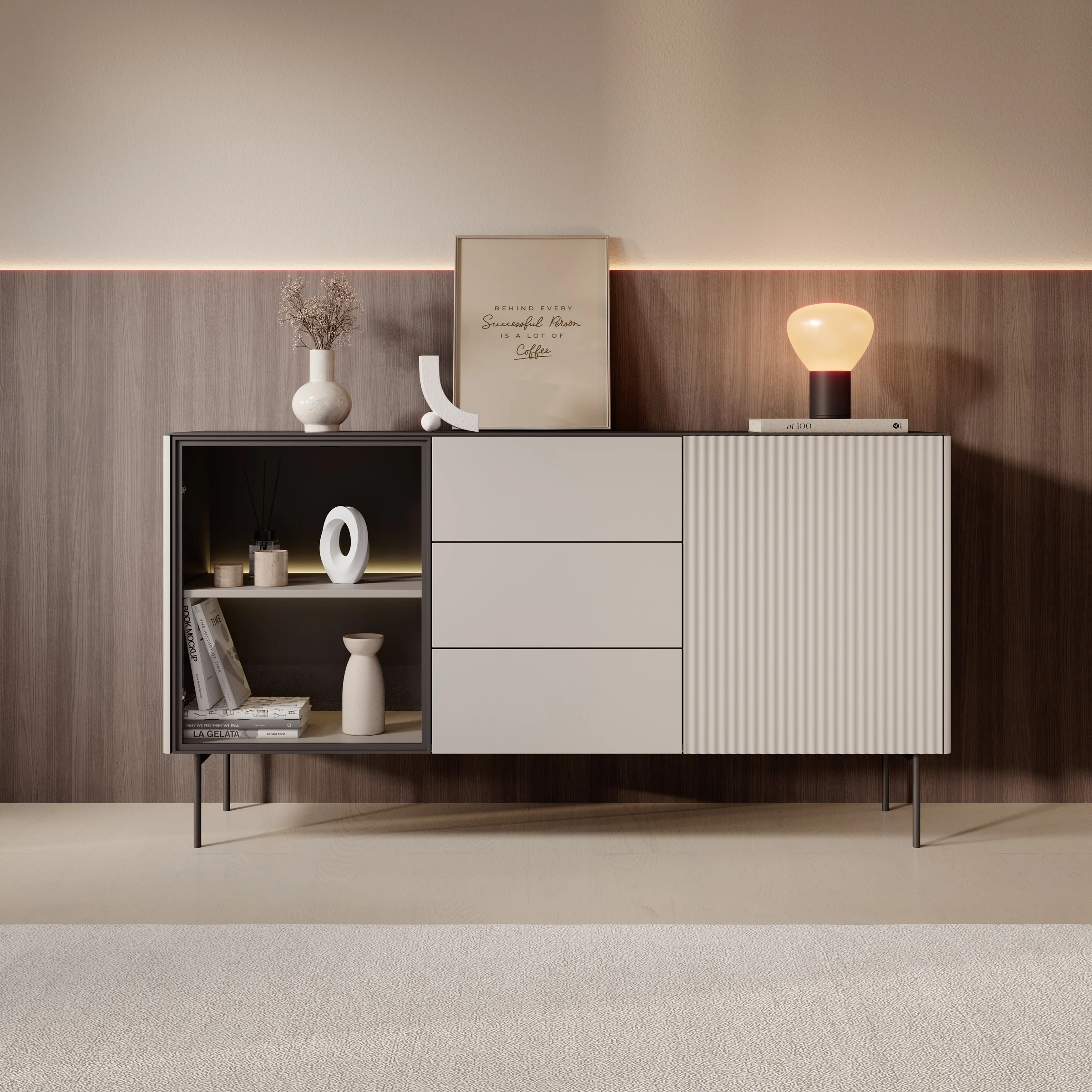 Okari - Dressoir - Beige - 157x39x84 cm - Image 3