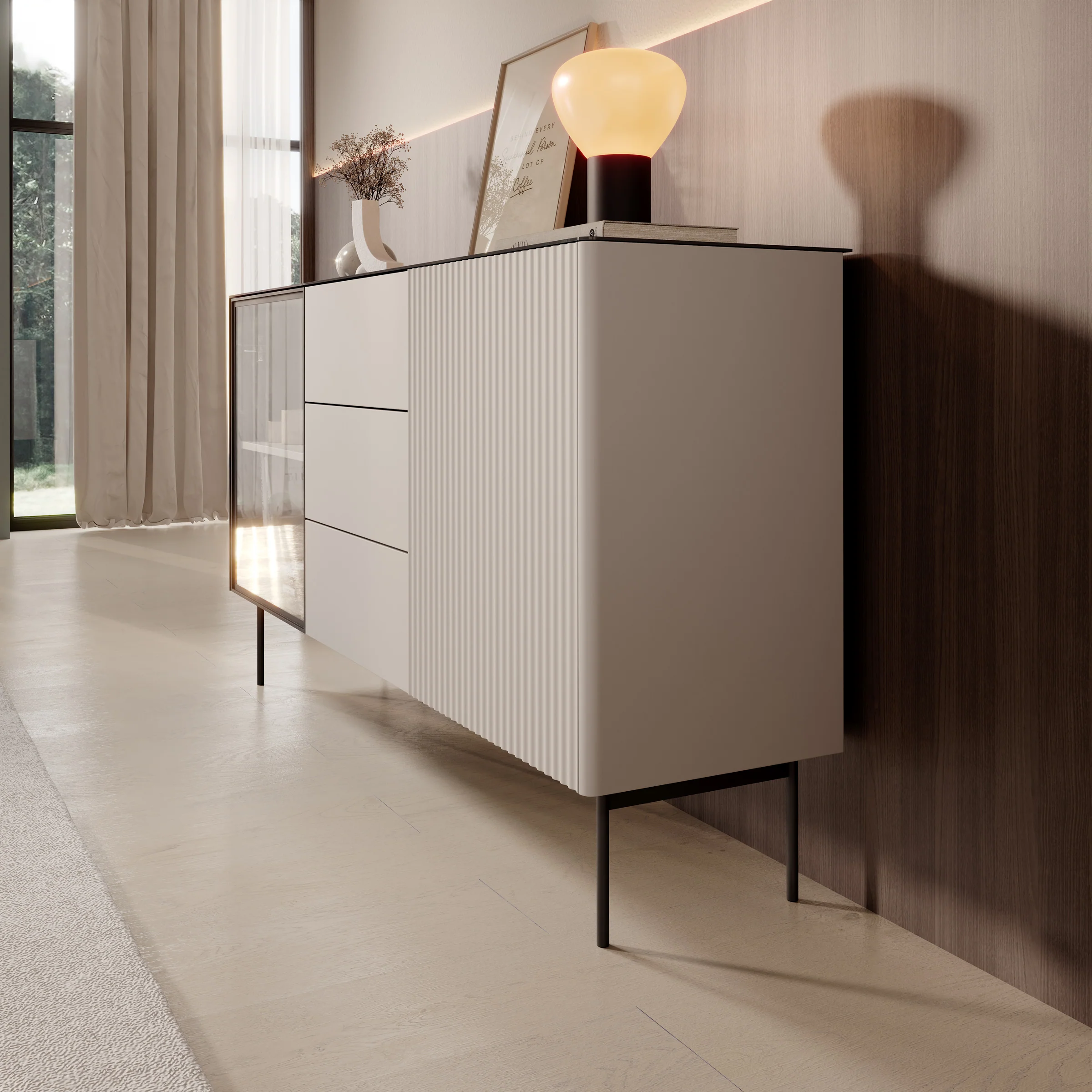 Okari - Dressoir - Beige - 157x39x84 cm - Image 4
