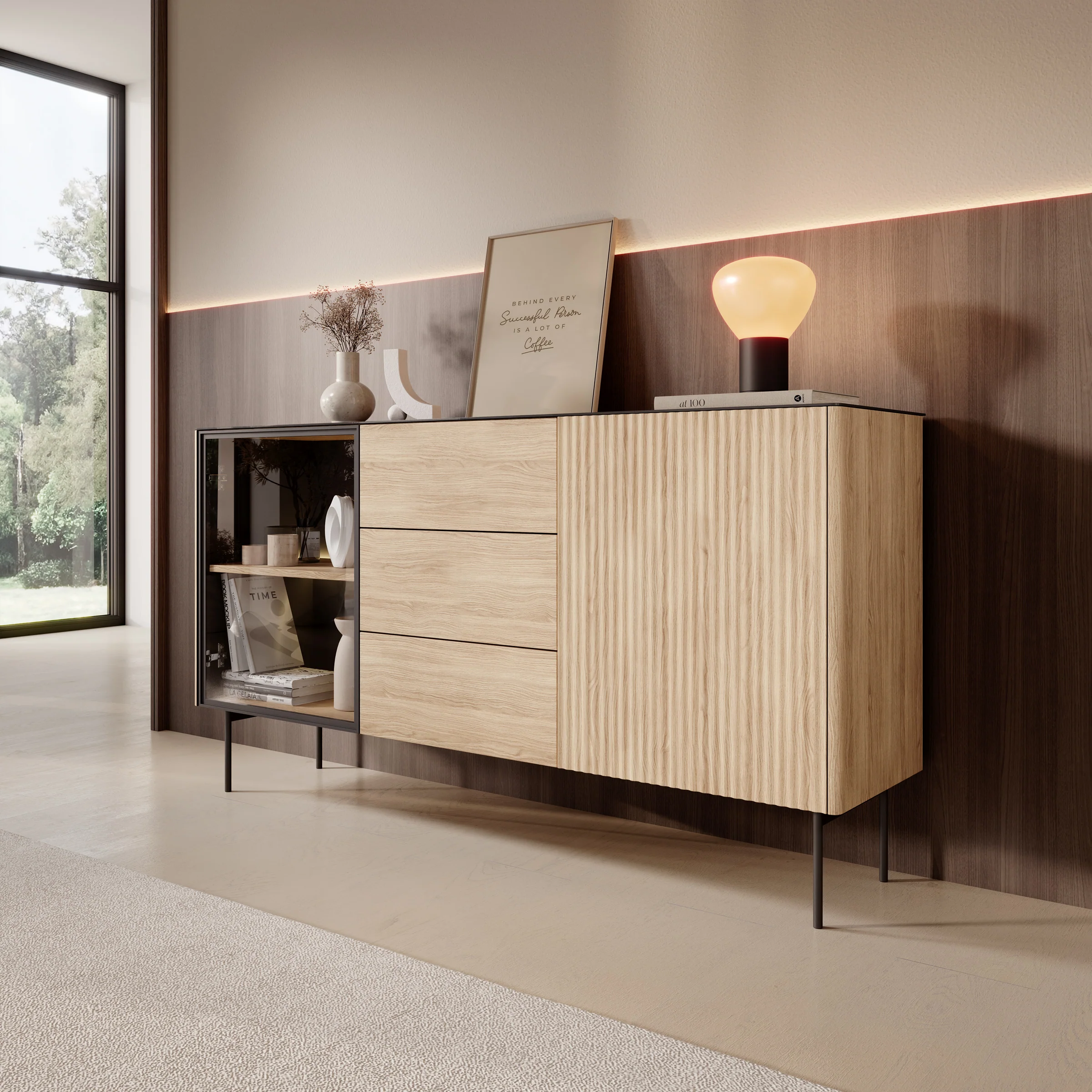 Okari - Dressoir - Eikenpatroon - 157x39x84 cm