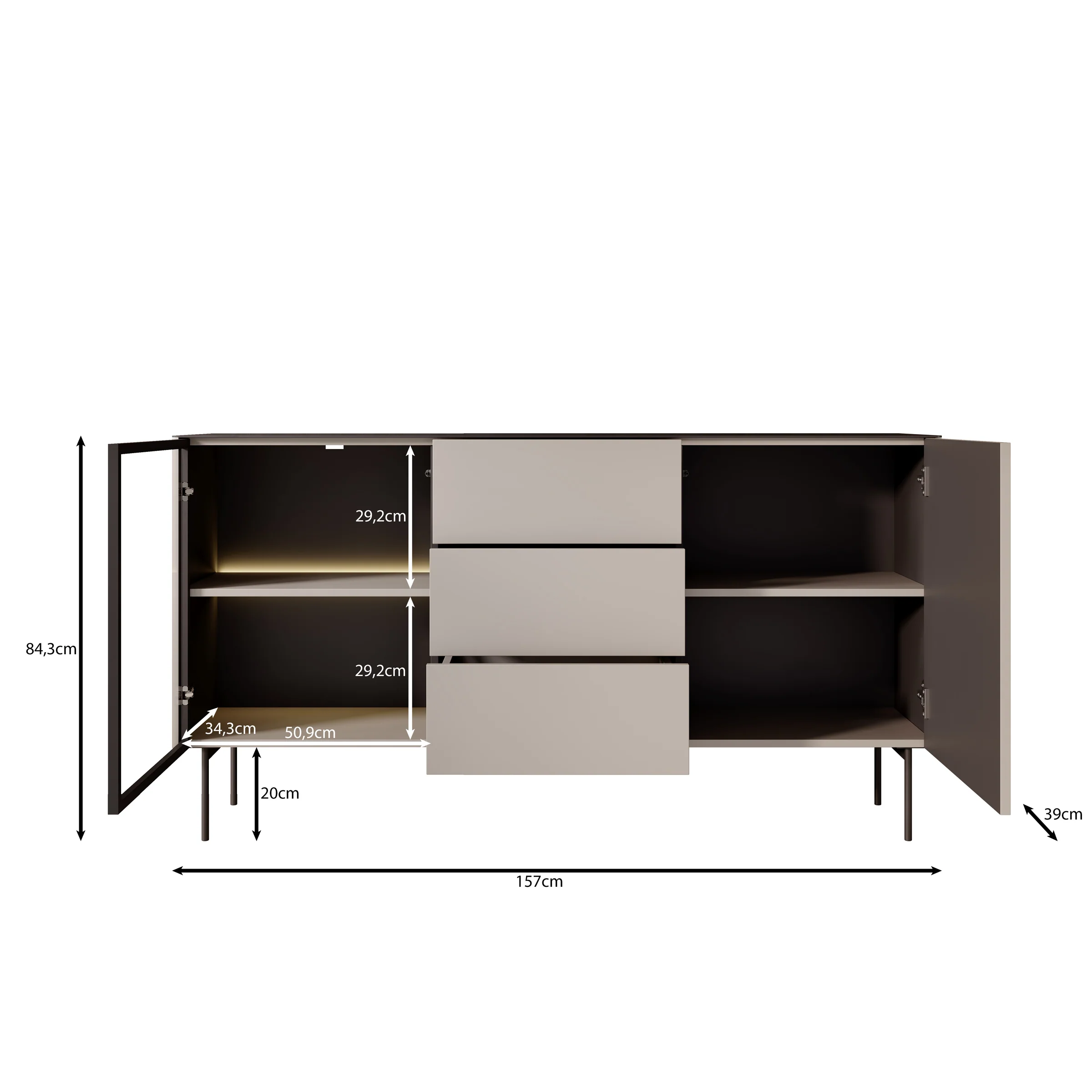 Okari - Dressoir - Eikenpatroon - 157x39x84 cm - Image 5