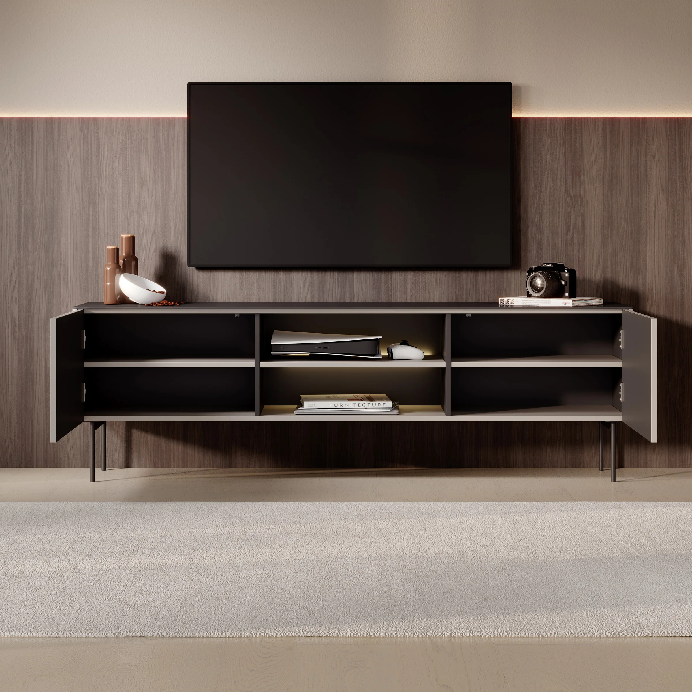 Okari - TV-Meubel - Beige - 180x39x57 cm - Image 2