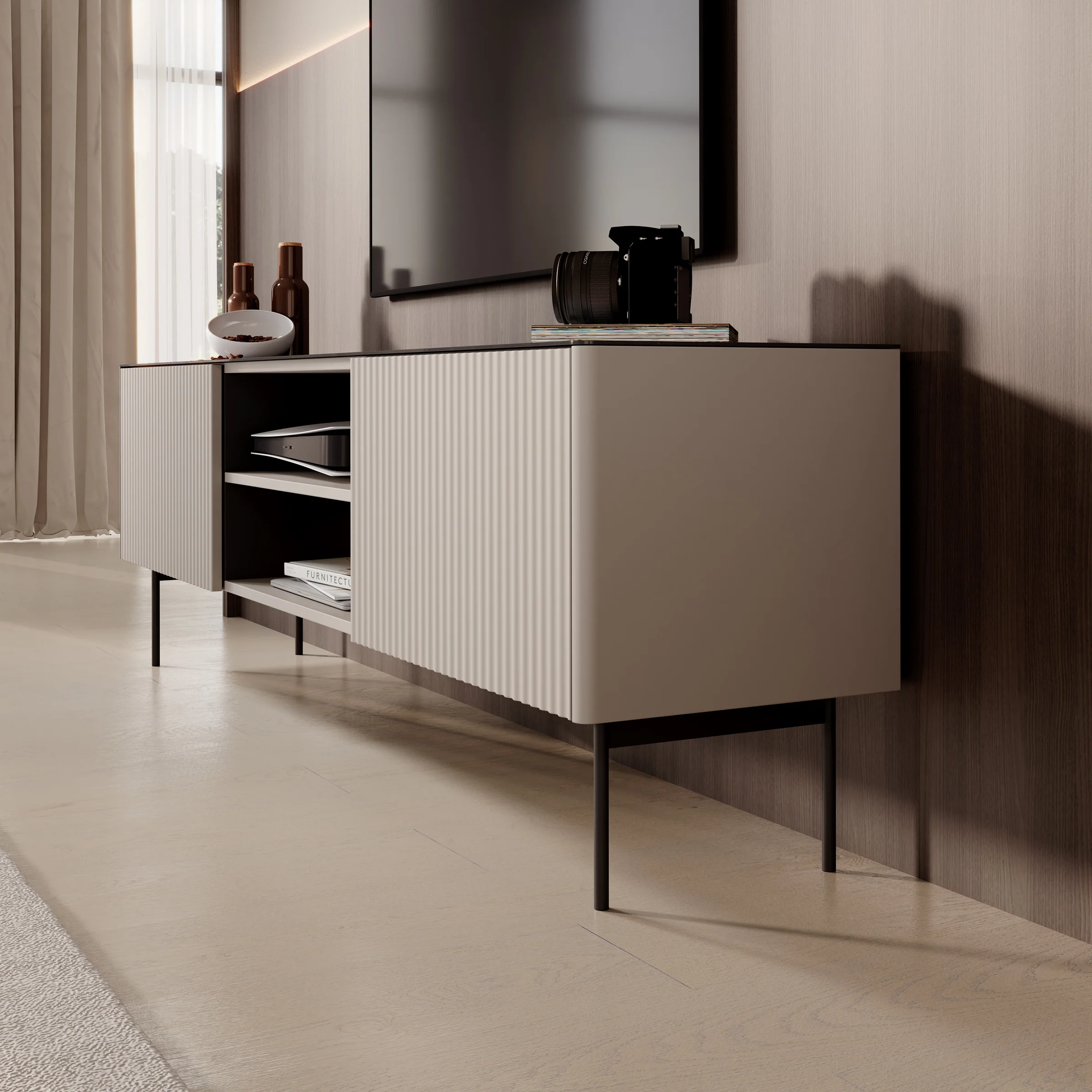 Okari - TV-Meubel - Beige - 180x39x57 cm - Image 4