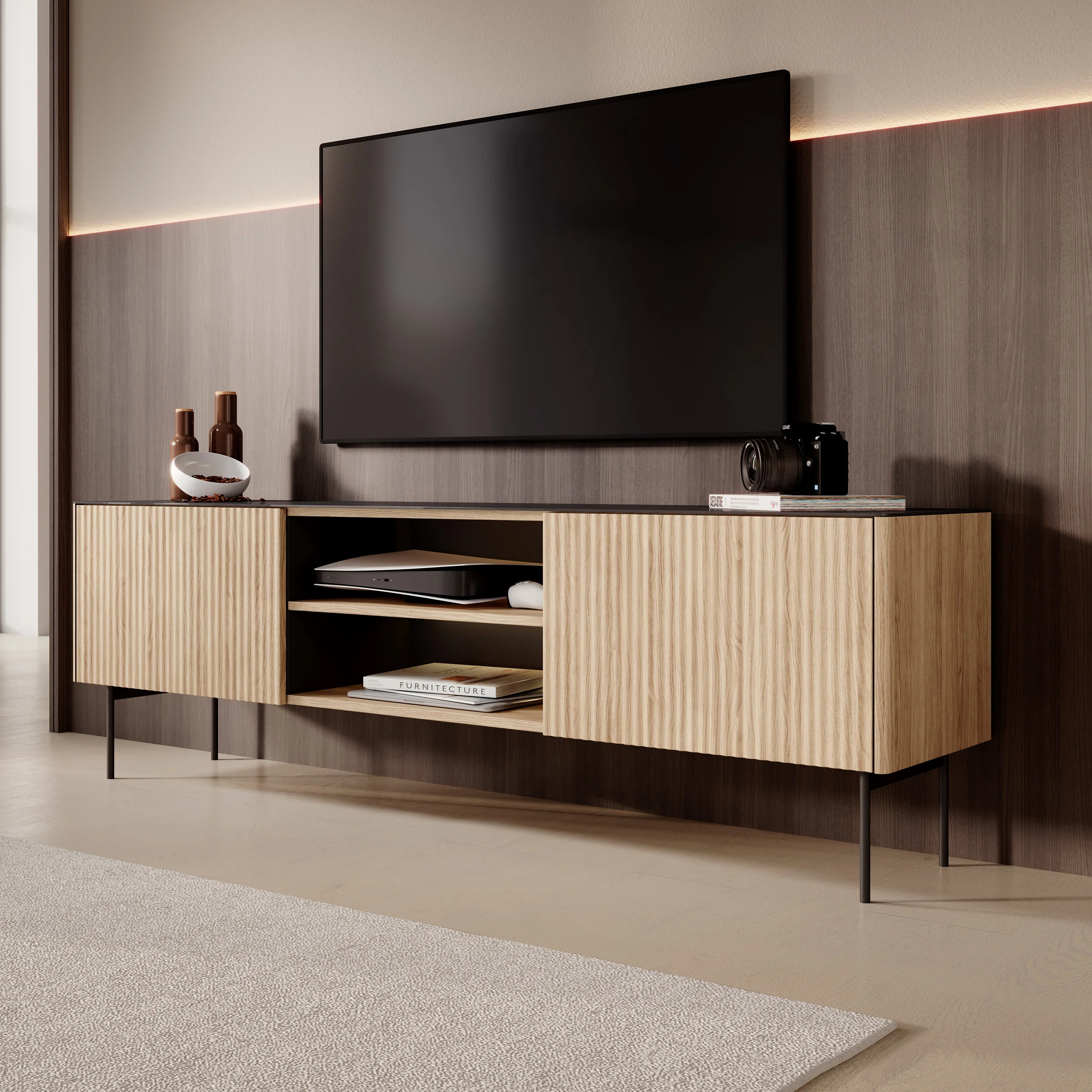 Okari - TV-Meubel - Eikenpatroon - 180x39x57 cm