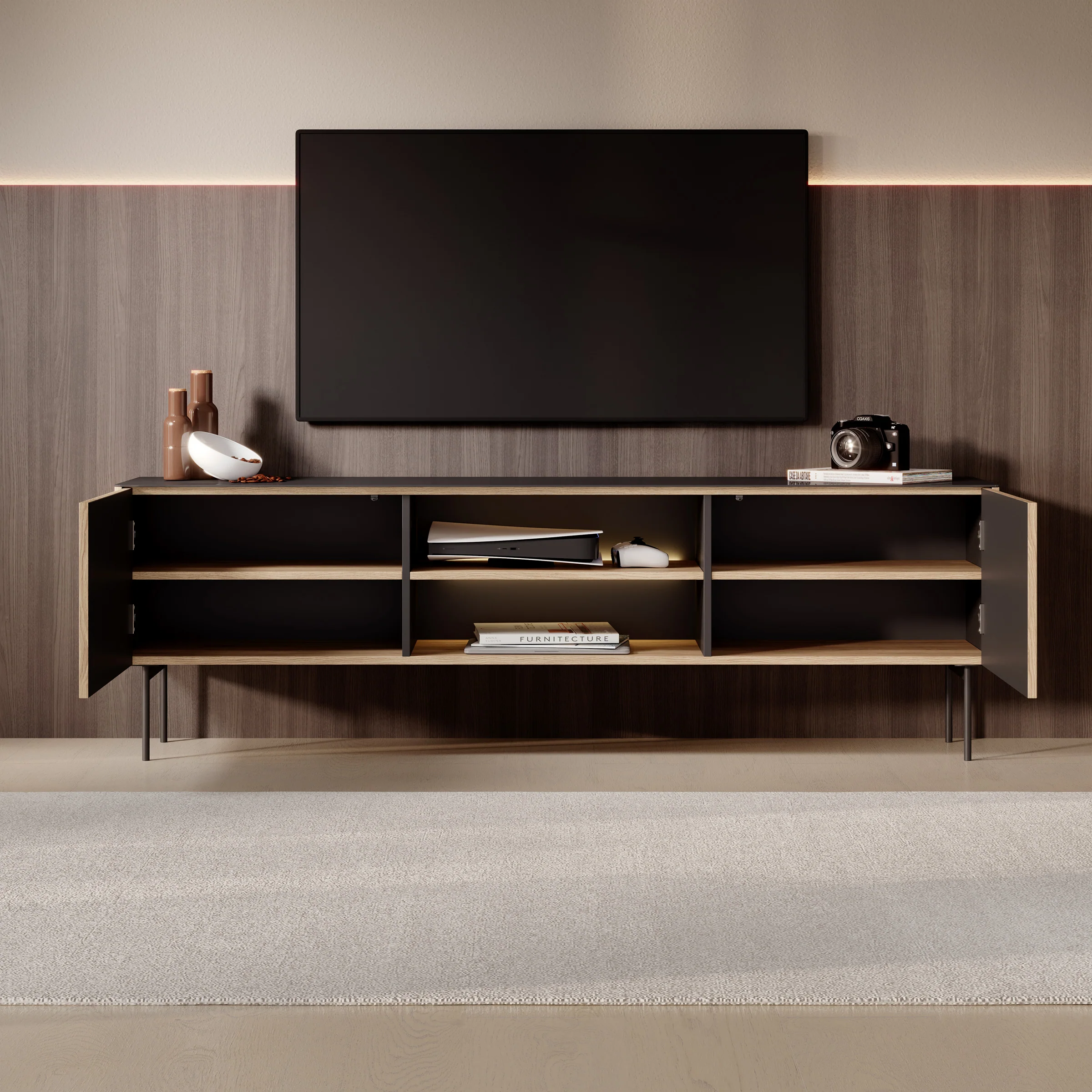 Okari - TV-Meubel - Eikenpatroon - 180x39x57 cm - Image 2