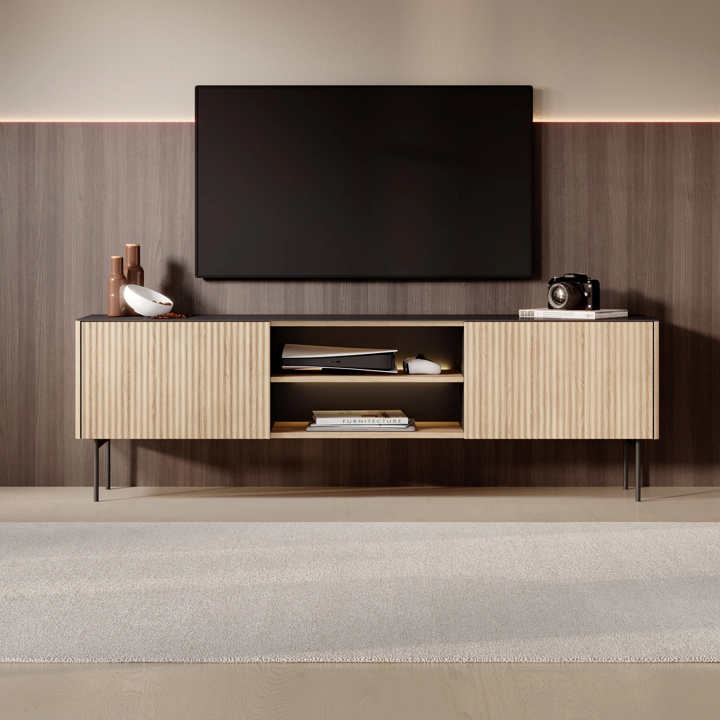 Okari - TV-Meubel - Eikenpatroon - 180x39x57 cm - Image 3