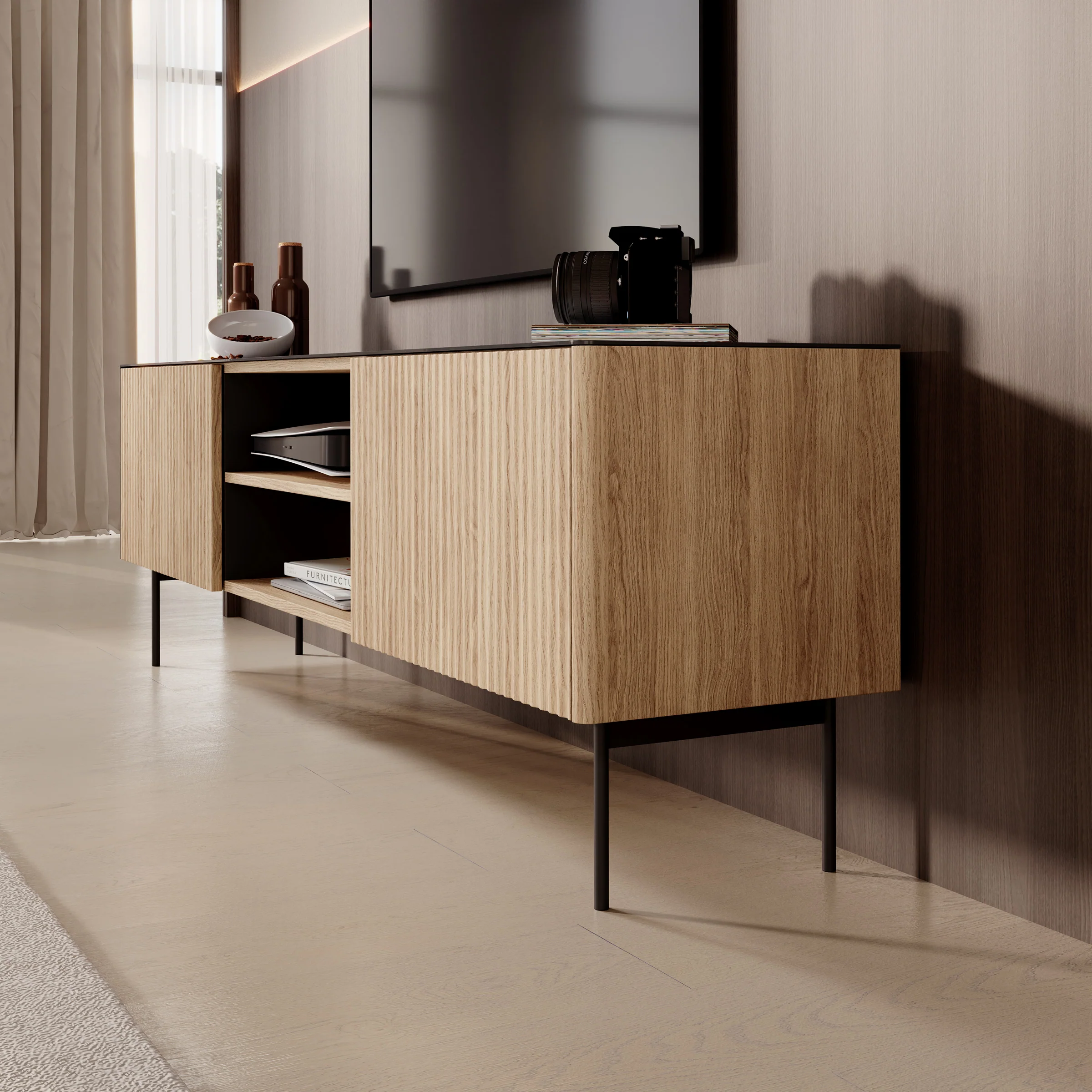 Okari - TV-Meubel - Eikenpatroon - 180x39x57 cm - Image 4