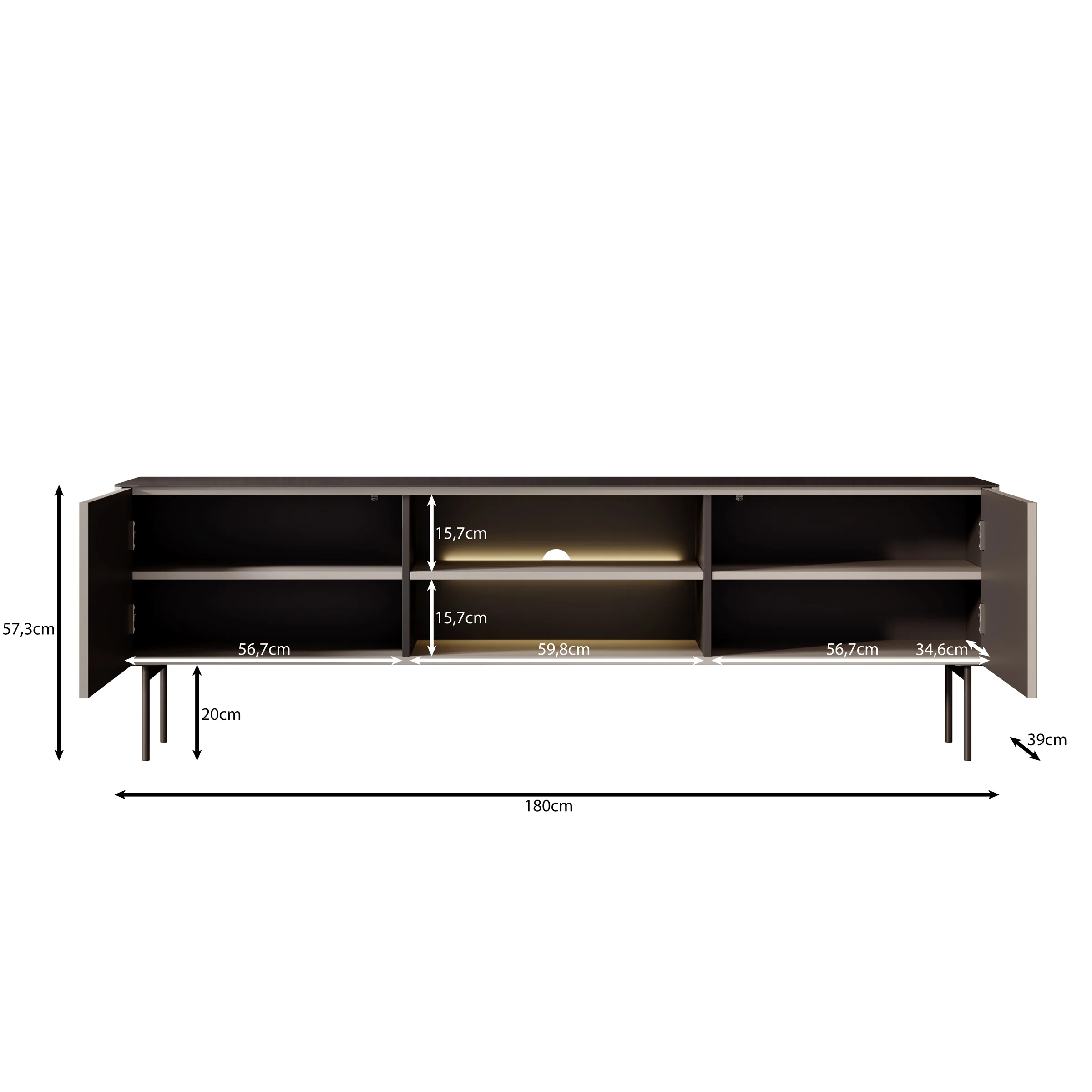 Okari - TV-Meubel - Eikenpatroon - 180x39x57 cm - Image 5