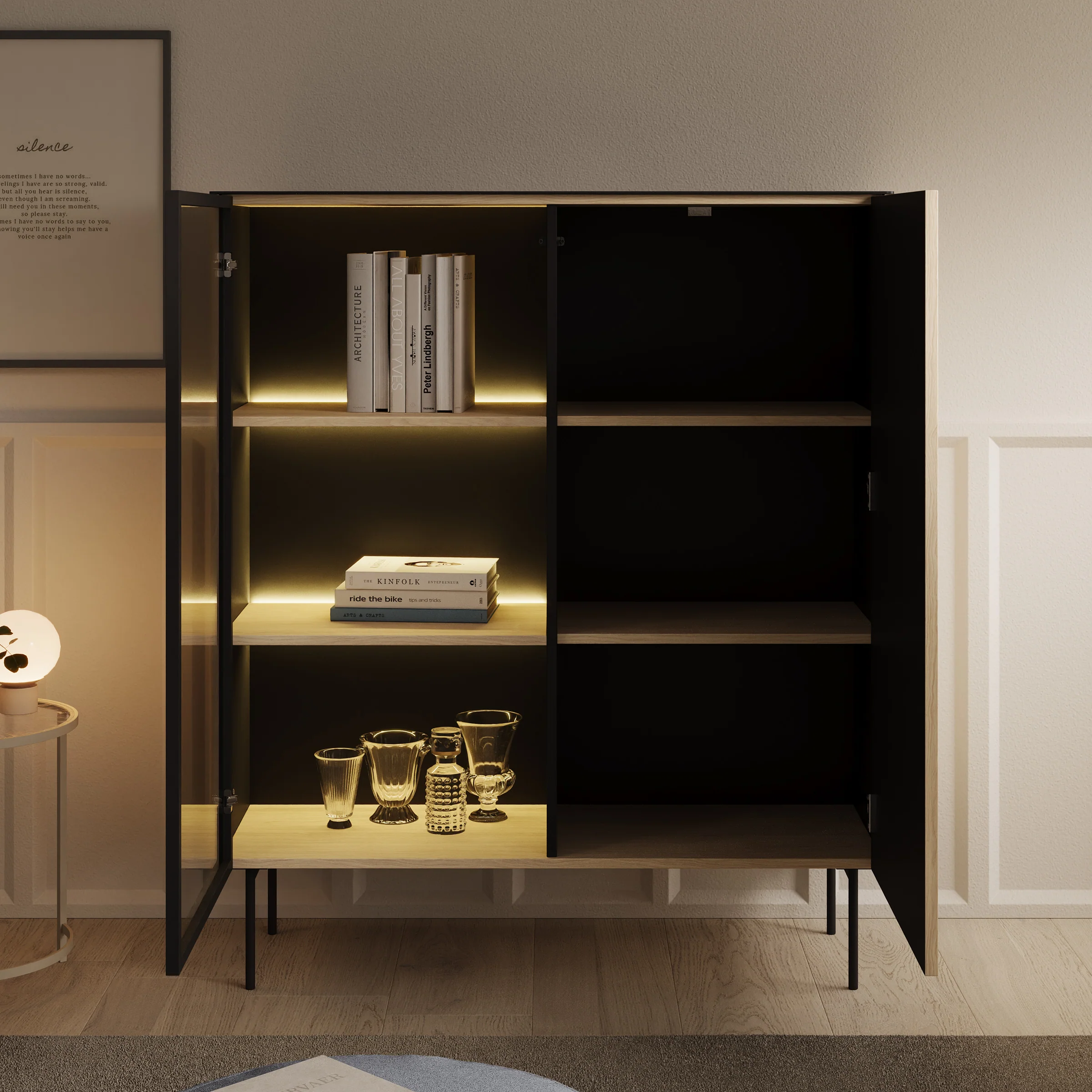 Okari - Vitrinekast - Eikenpatroon - 107x39x127 cm - Image 2