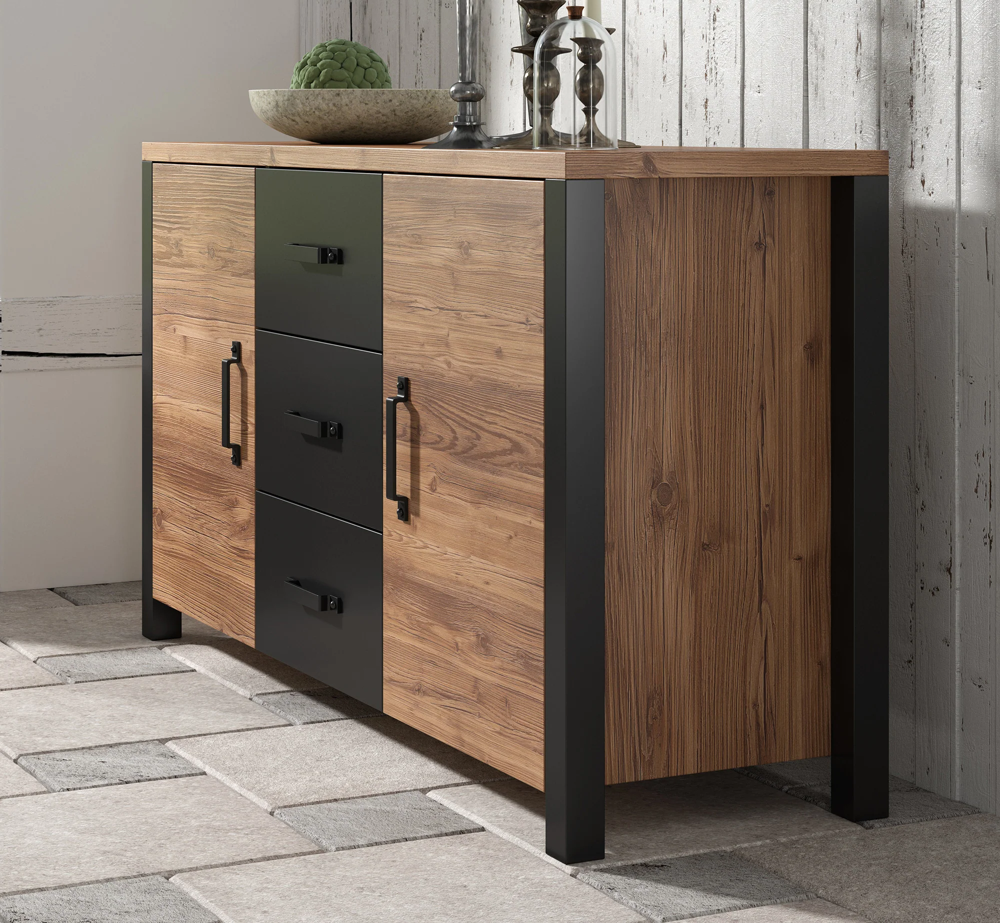 Olivia - Dressoir - Zwart/eiken - 147x43x79 cm - Image 4