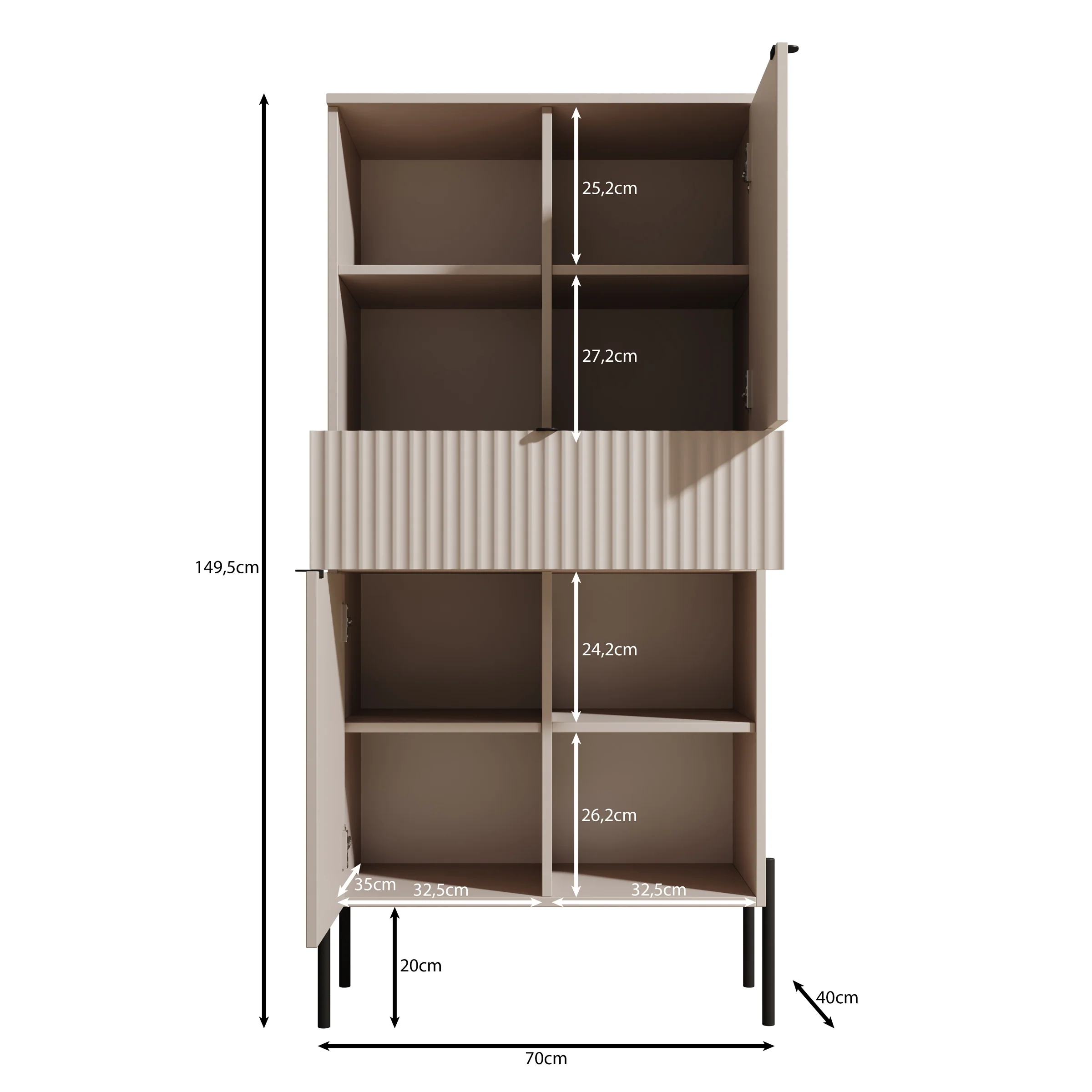 Oriya - Boekenkast - Beige - 70x40x150 cm - Image 5