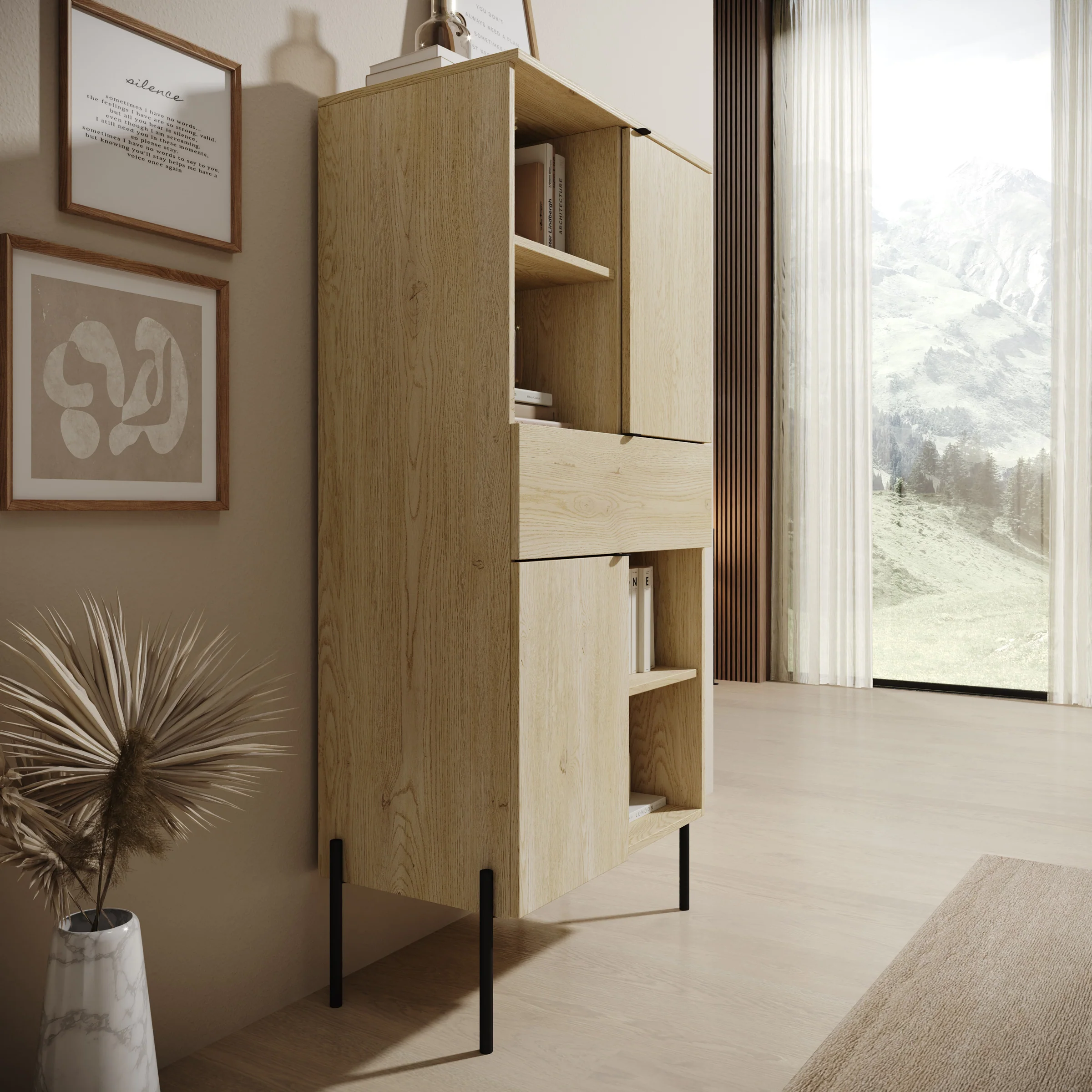 Oriya - Boekenkast - Eikenpatroon - 70x40x150 cm - Image 4