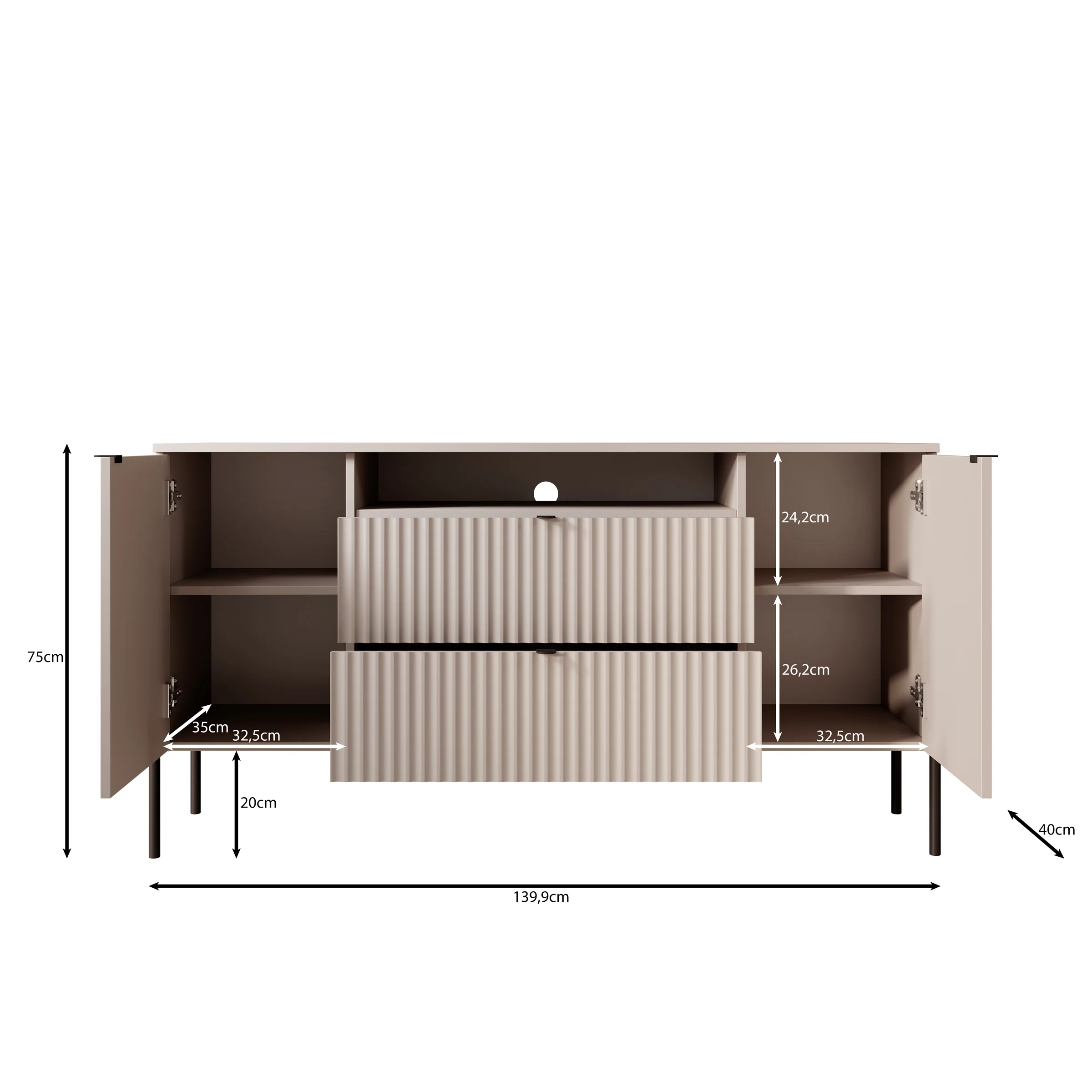 Oriya - Dressoir - Beige - 140x40x75 cm - Image 6