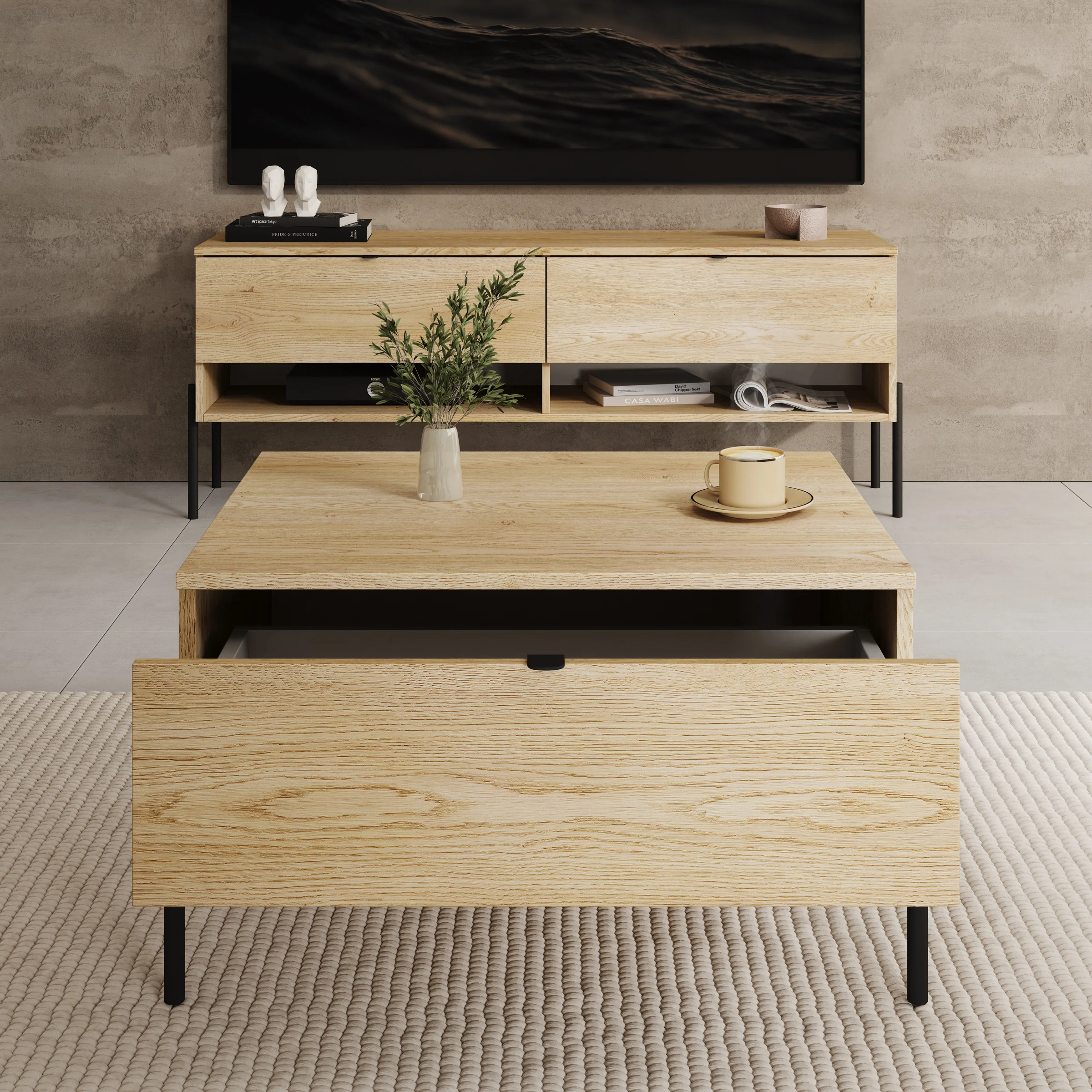 Oriya - Salontafel - Eikenpatroon - 70x60x43 cm - Image 2