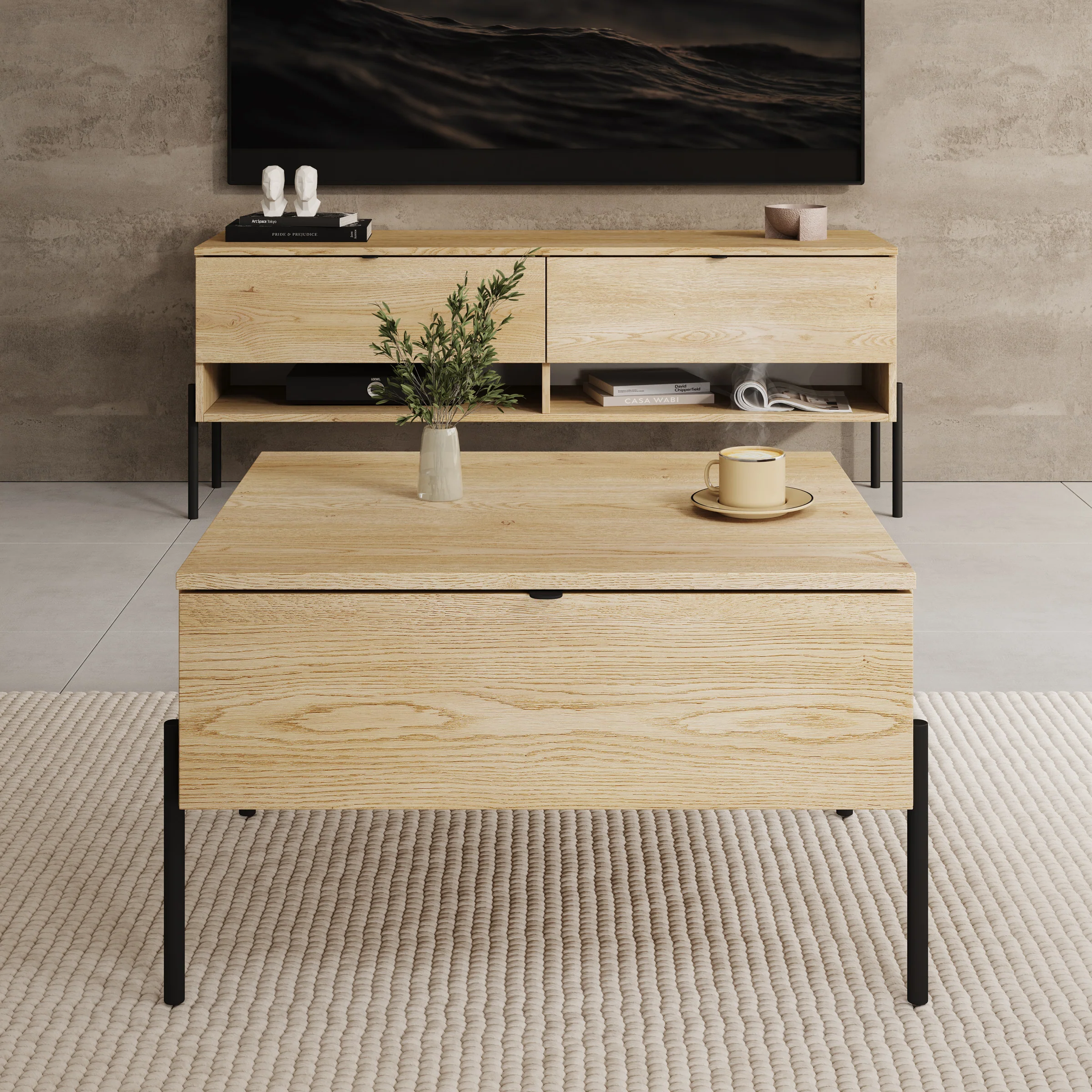 Oriya - Salontafel - Eikenpatroon - 70x60x43 cm - Image 3