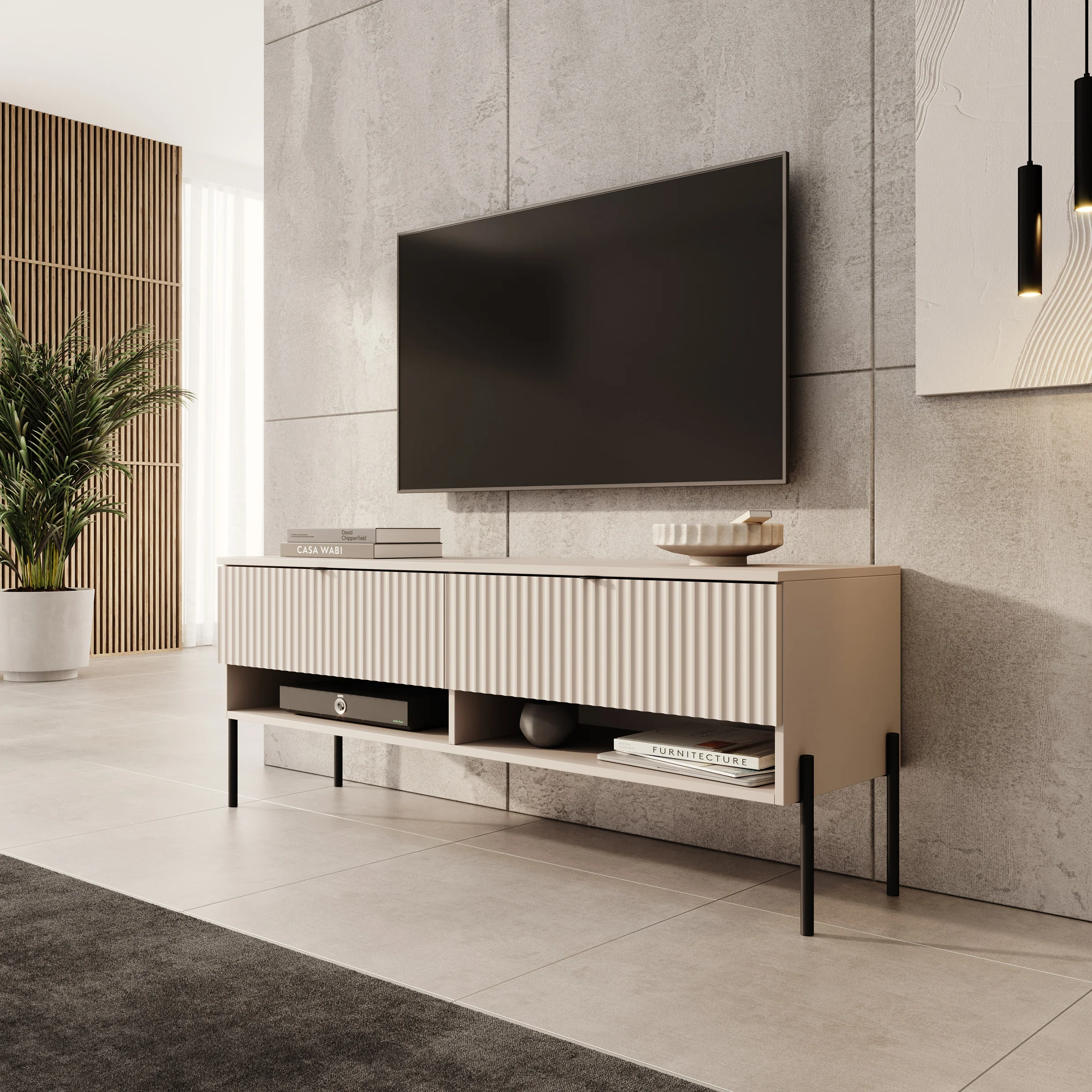 Oriya - TV-Meubel - Beige - 140x40x55 cm