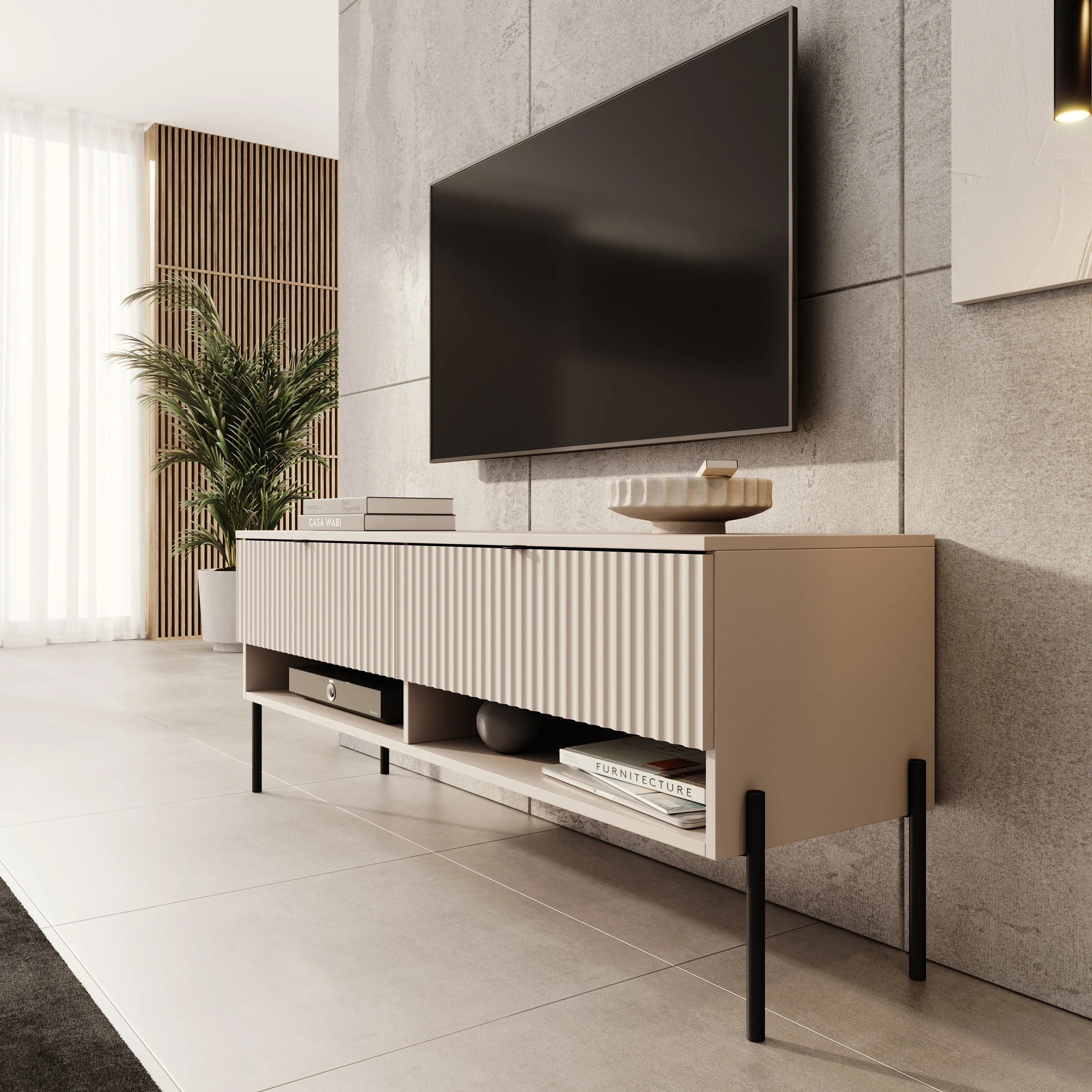 Oriya - TV-Meubel - Beige - 140x40x55 cm - Image 4