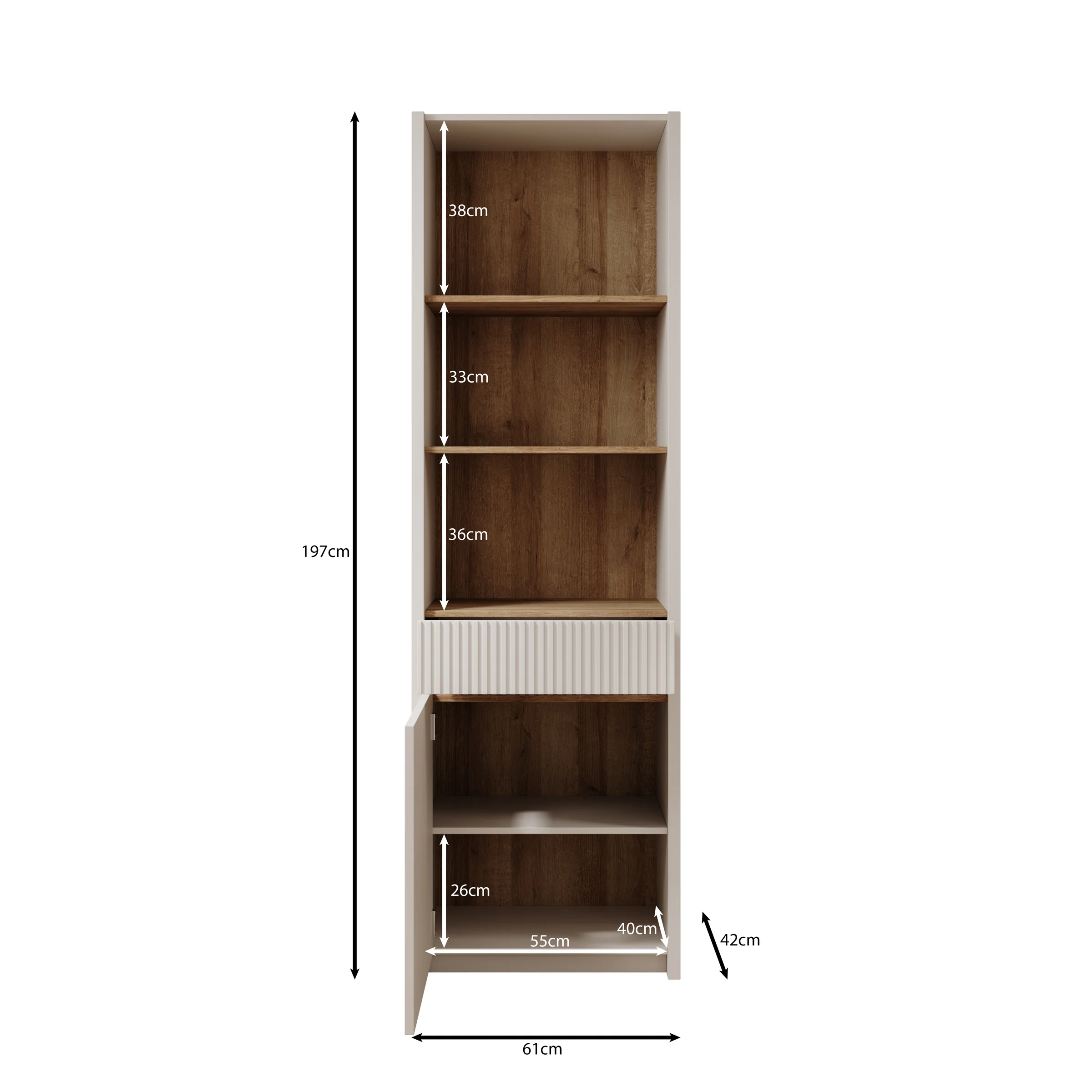 Orlano - Boekenkast - Beige - 61x42x197 cm - Image 5