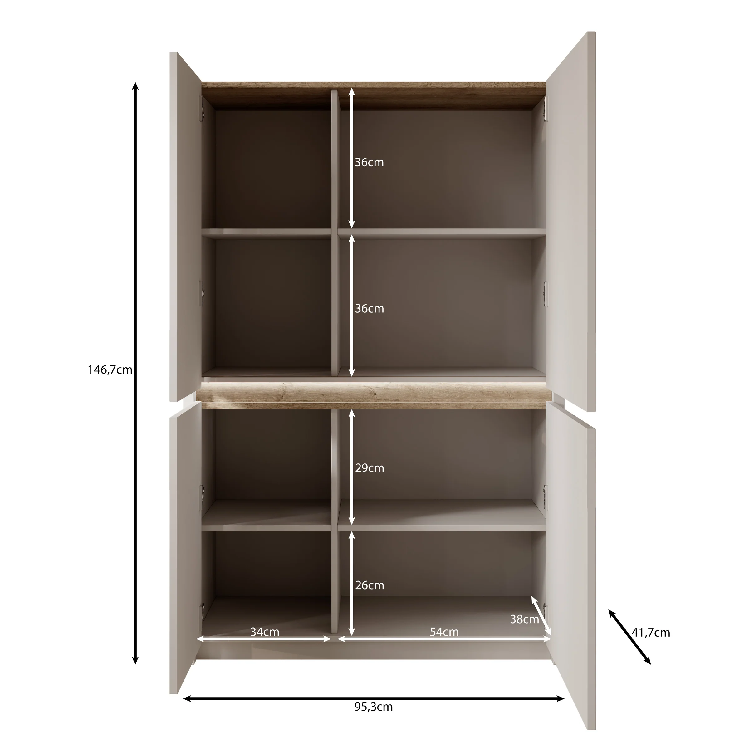 Orlano - Dressoir - Beige - 95x42x147  cm - Image 5