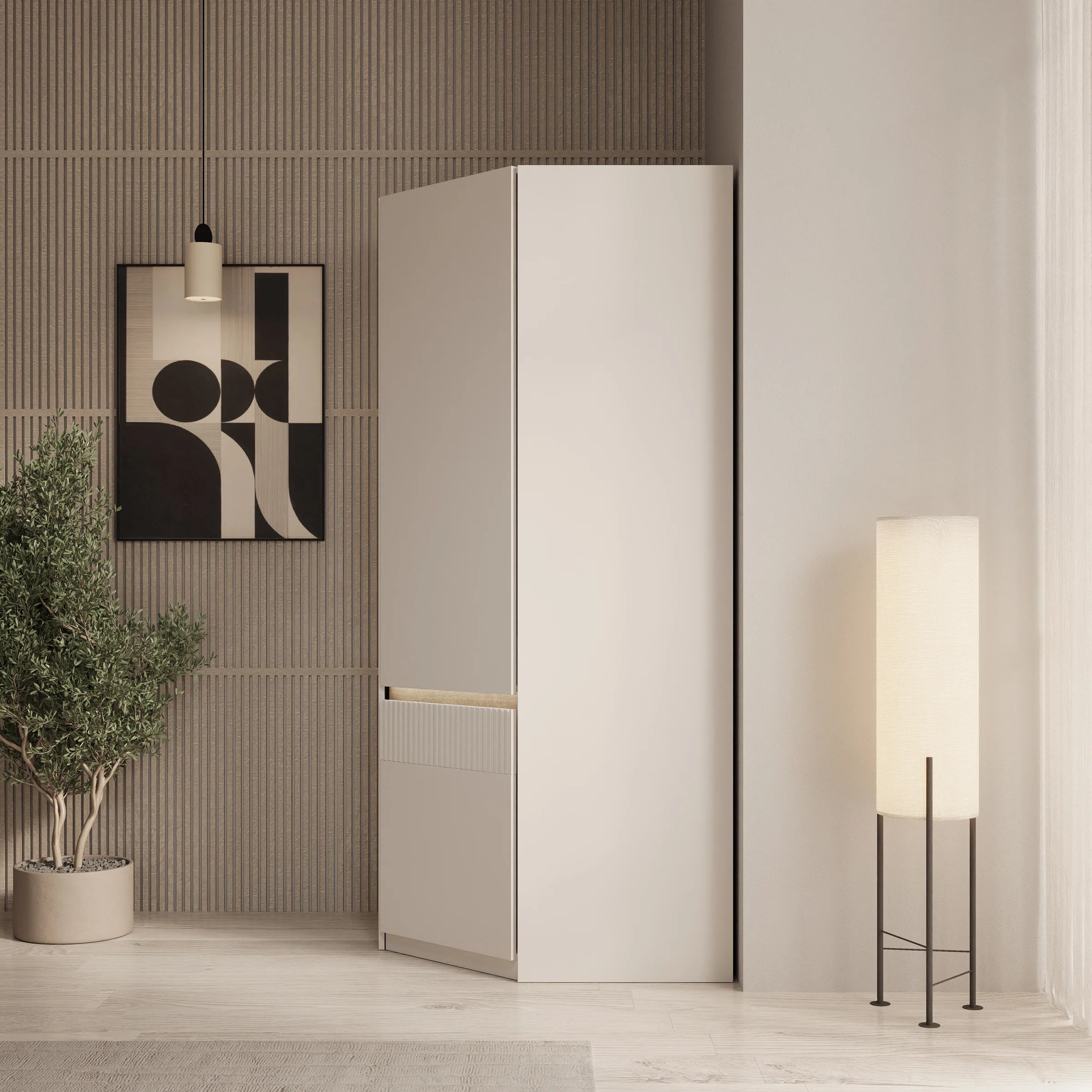 Orlano - Kledingkast hoek - Beige - 89x89x197 cm - Image 4