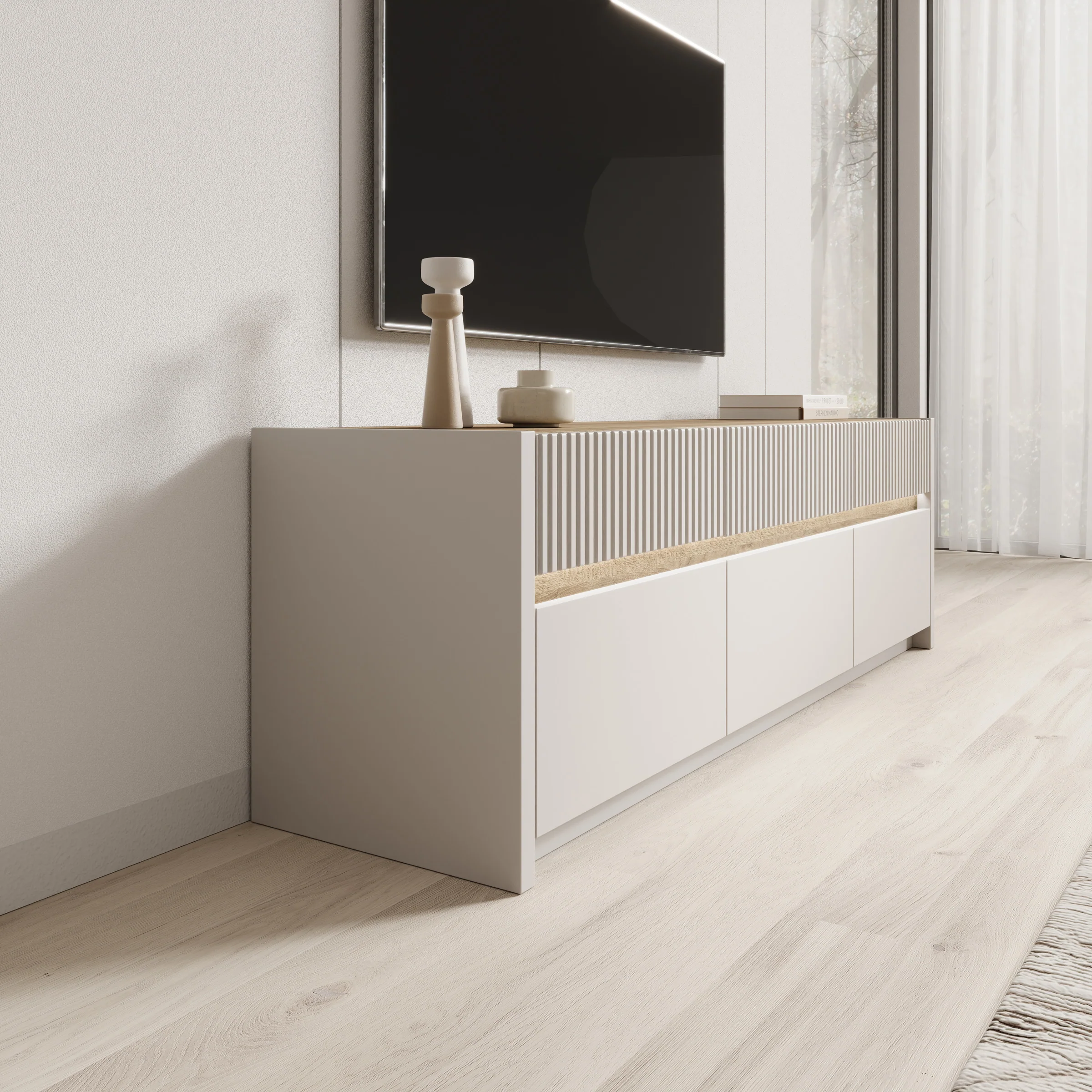 Orlano - TV-Meubel - Beige - 160x42x51 cm - Image 4