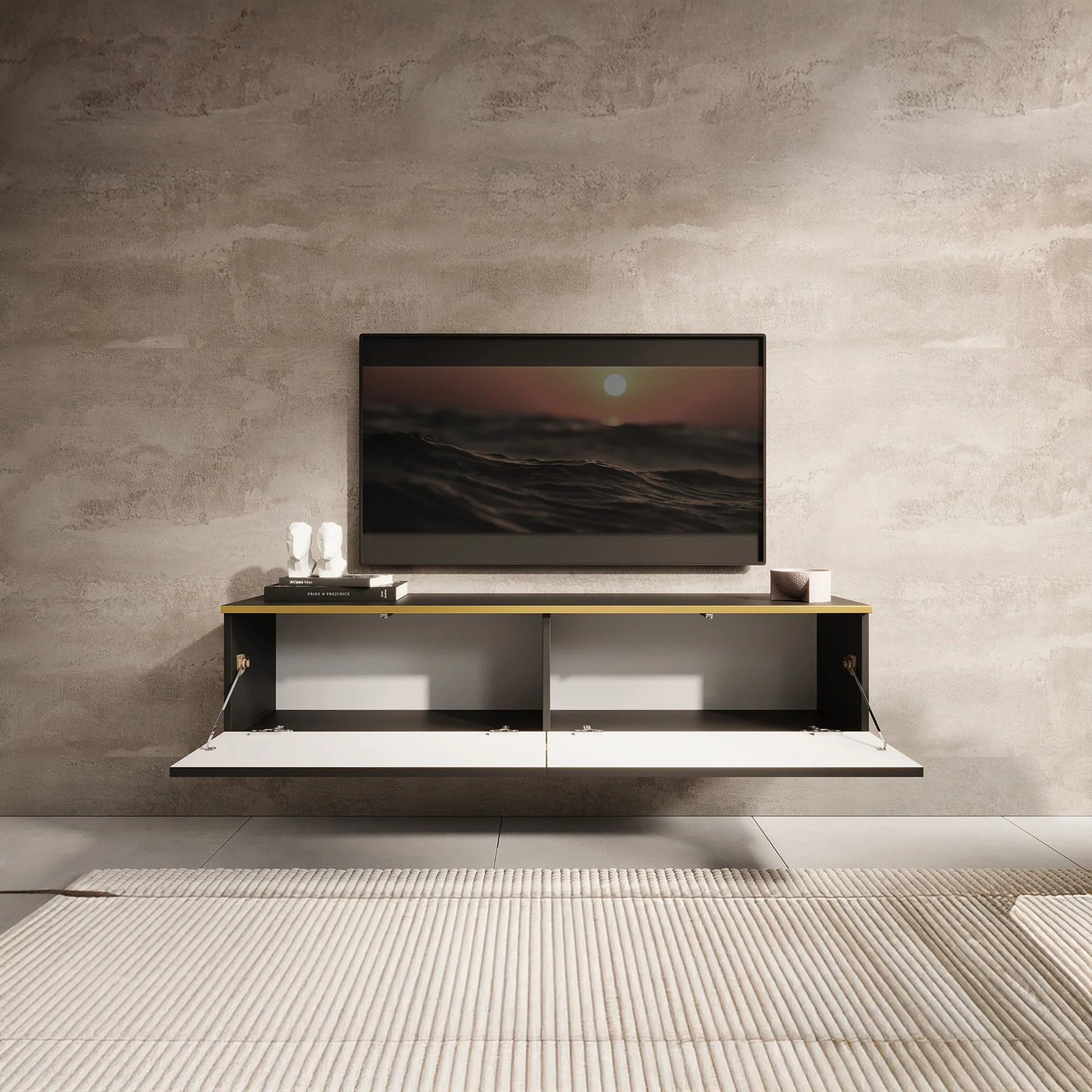 Orleans - TV-Meubel - Zwart  - 135x32x30 cm - Image 2