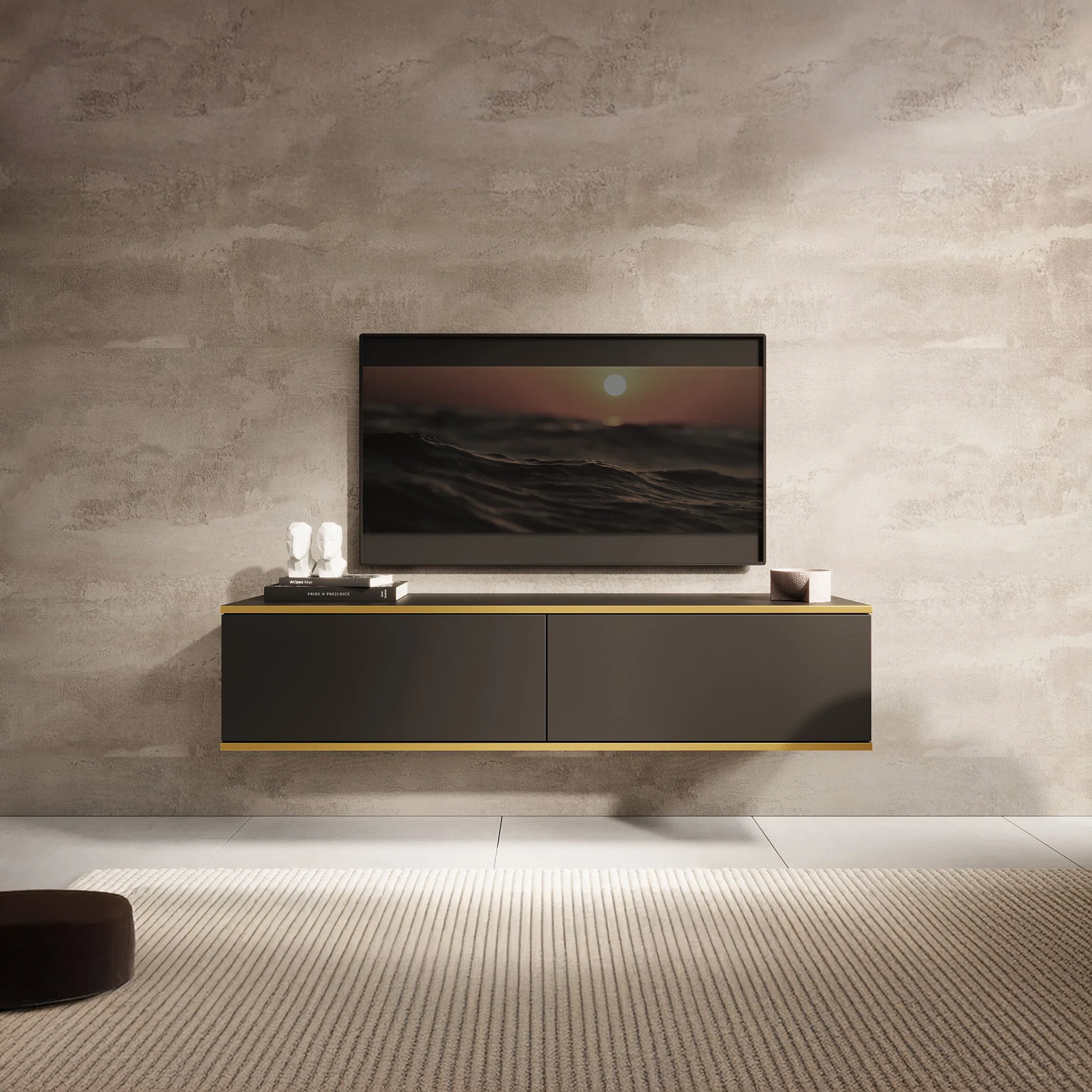 Orleans - TV-Meubel - Zwart  - 135x32x30 cm - Image 3