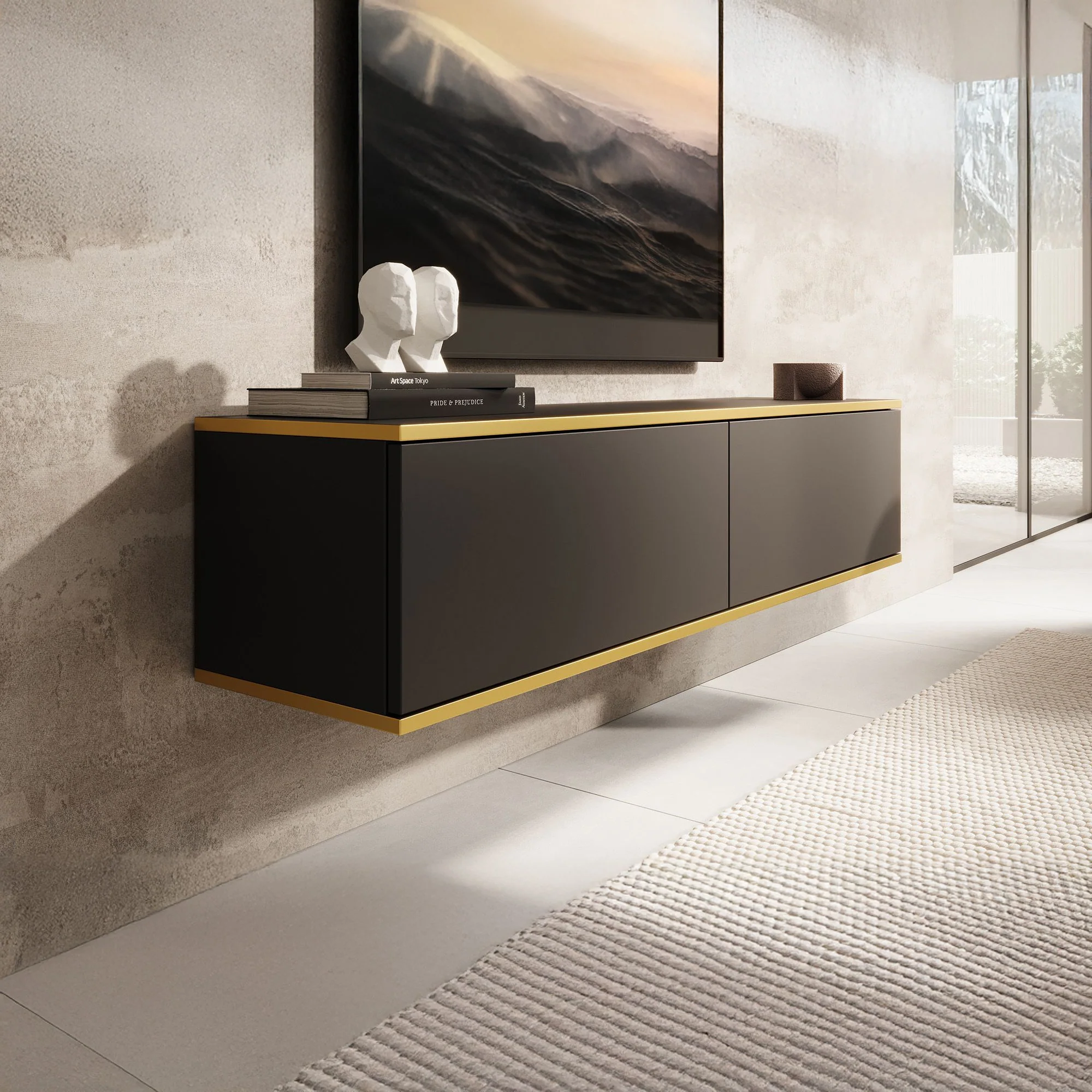 Orleans - TV-Meubel - Zwart  - 135x32x30 cm - Image 4