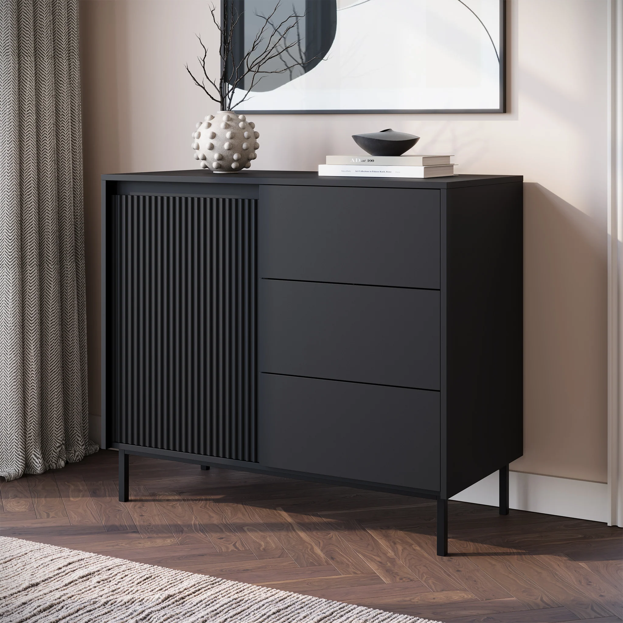 Orvana - Dressoir - Zwart - 103x50x90 cm