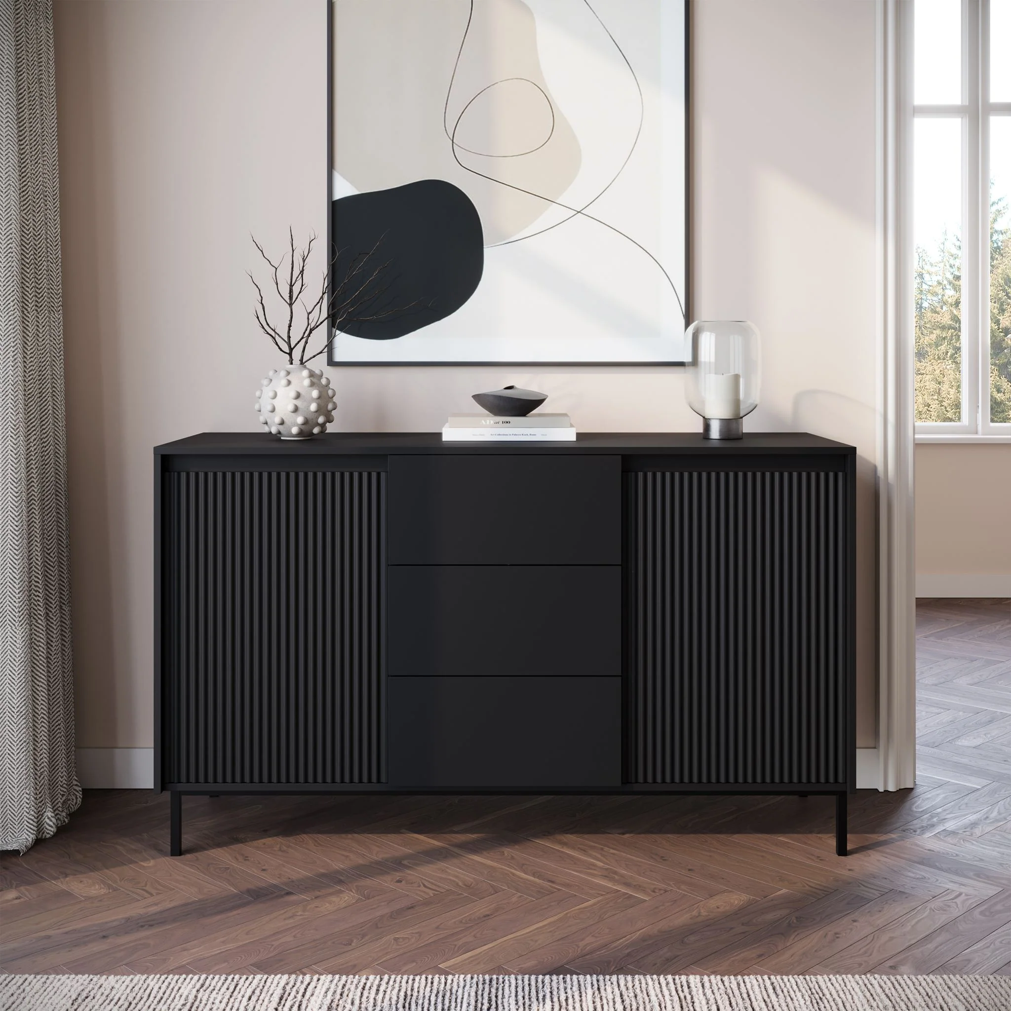 Orvana - Dressoir - Zwart - 153x50x90 cm - Image 2