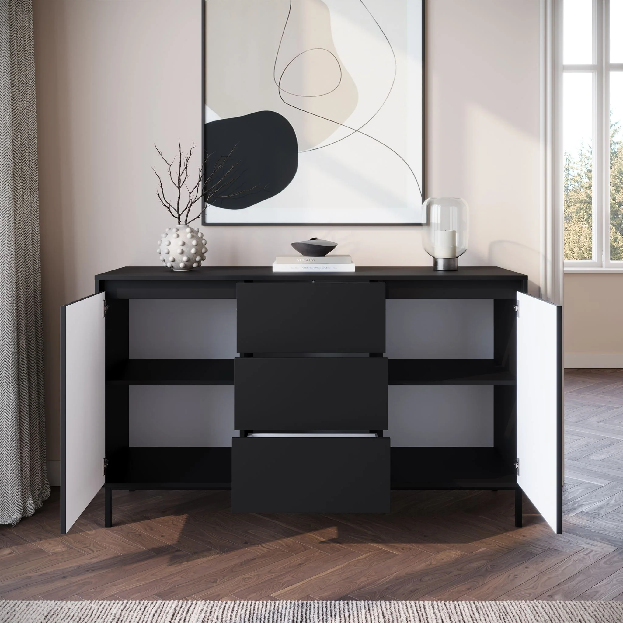 Orvana - Dressoir - Zwart - 153x50x90 cm - Image 3