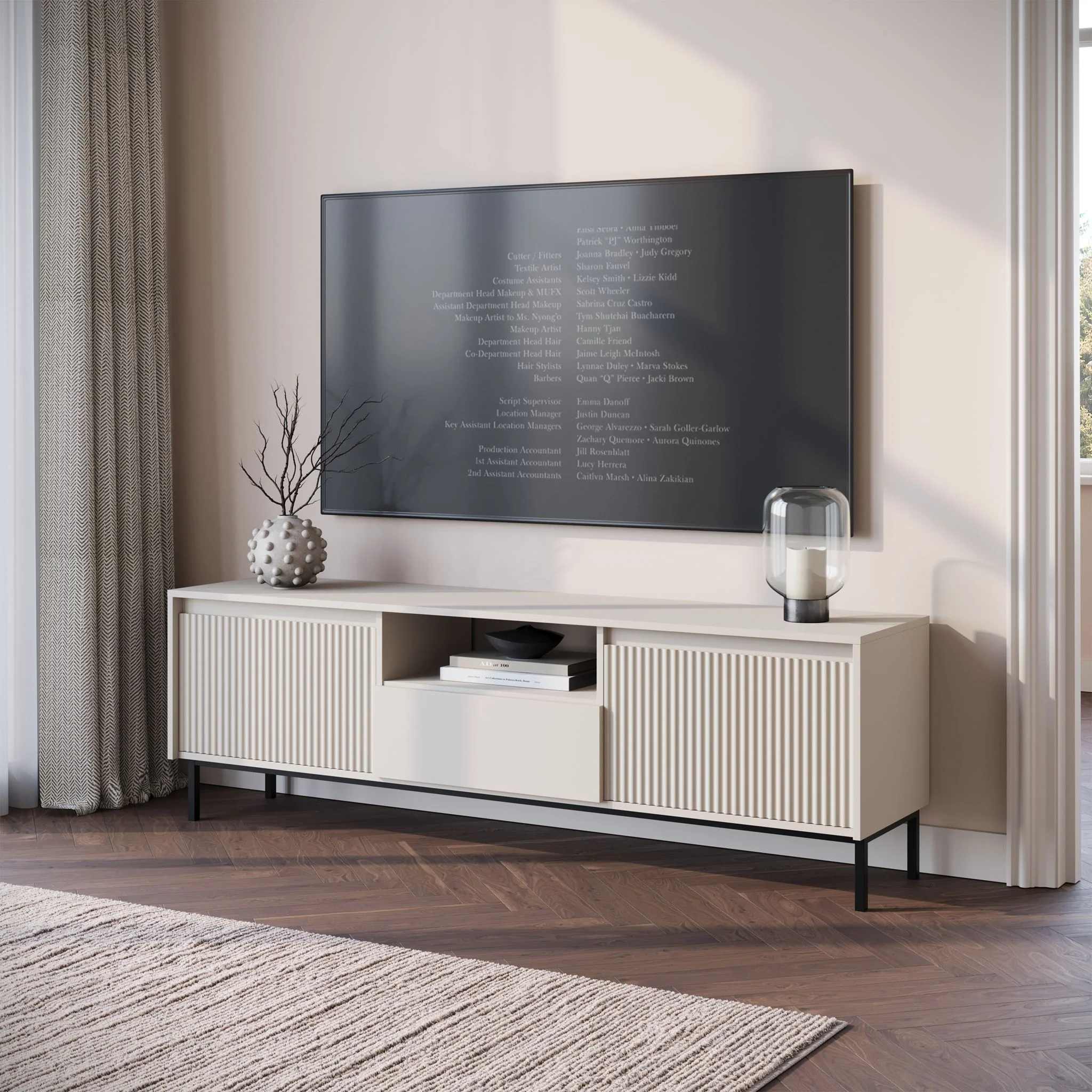 Orvana - TV-Meubel met 2 deuren - Beige - 174x40x60 cm