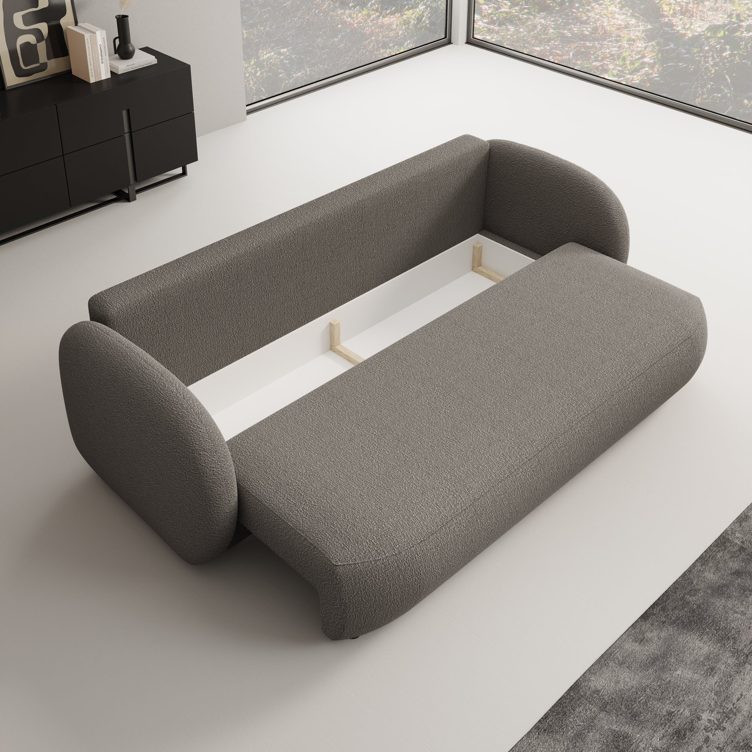 Ovela - Slaapbank - Teddystof bruin - 238x101x87 cm - Image 3