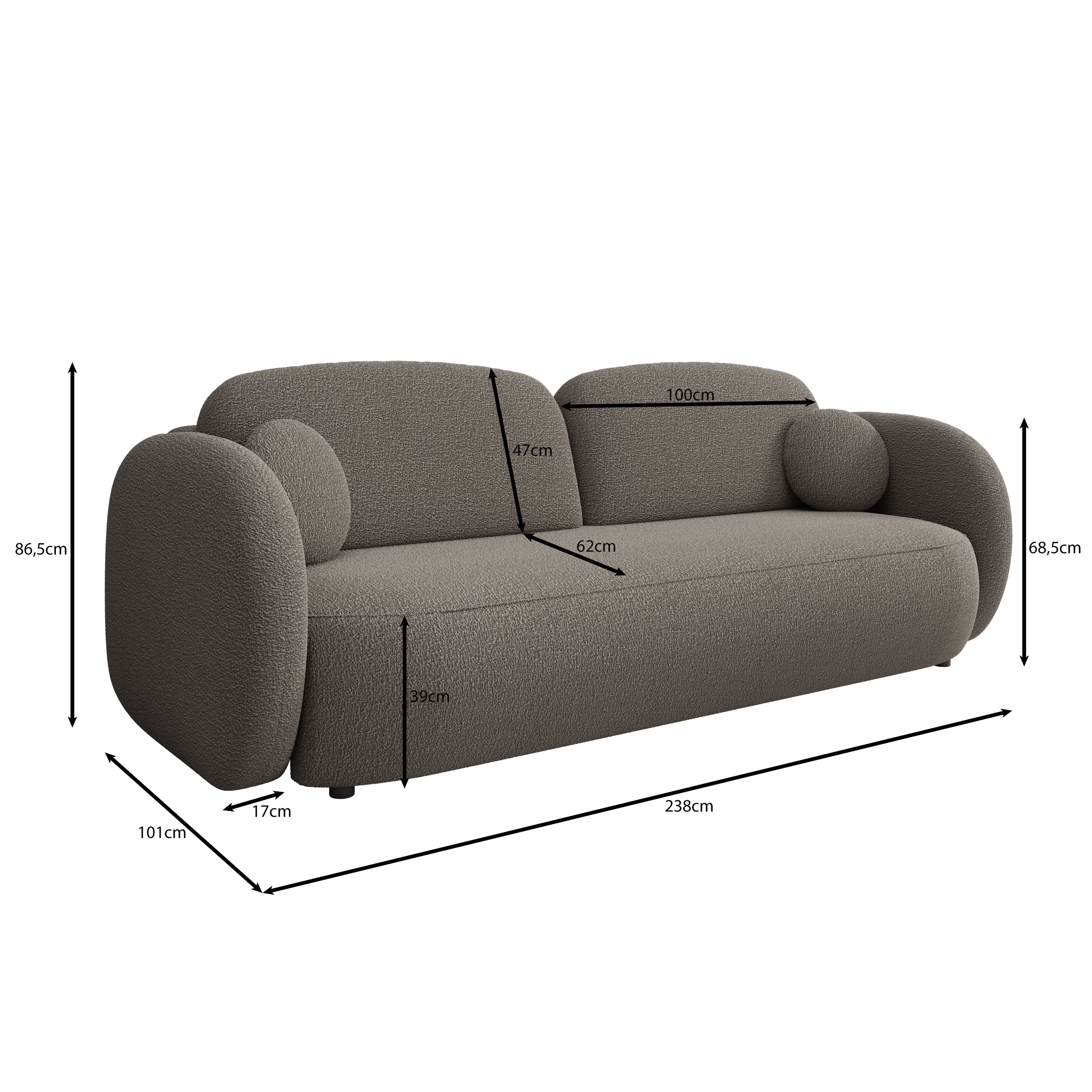 Ovela - Slaapbank - Teddystof bruin - 238x101x87 cm - Image 5