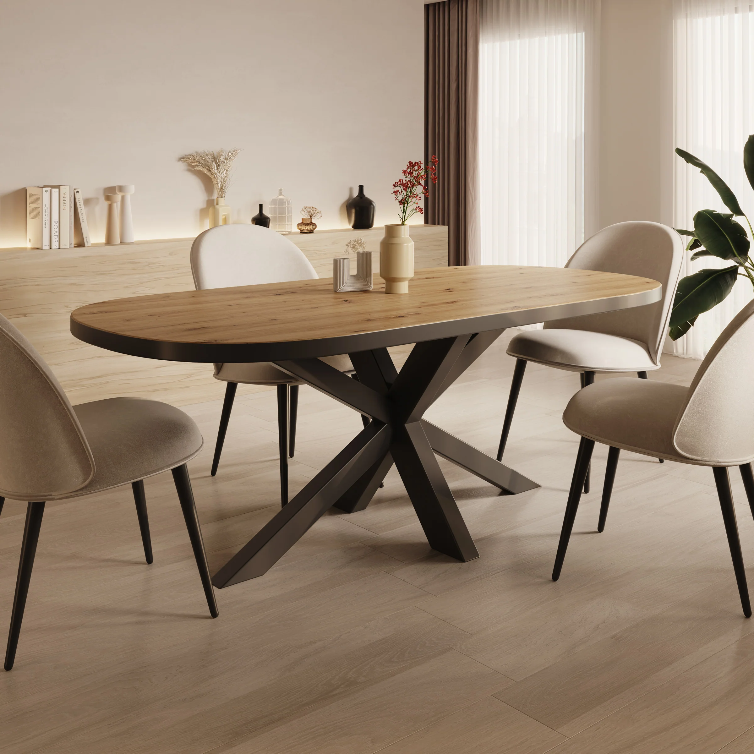 Ovelis - Eetkamertafel - Eikenpatroon - 209x100x77 cm