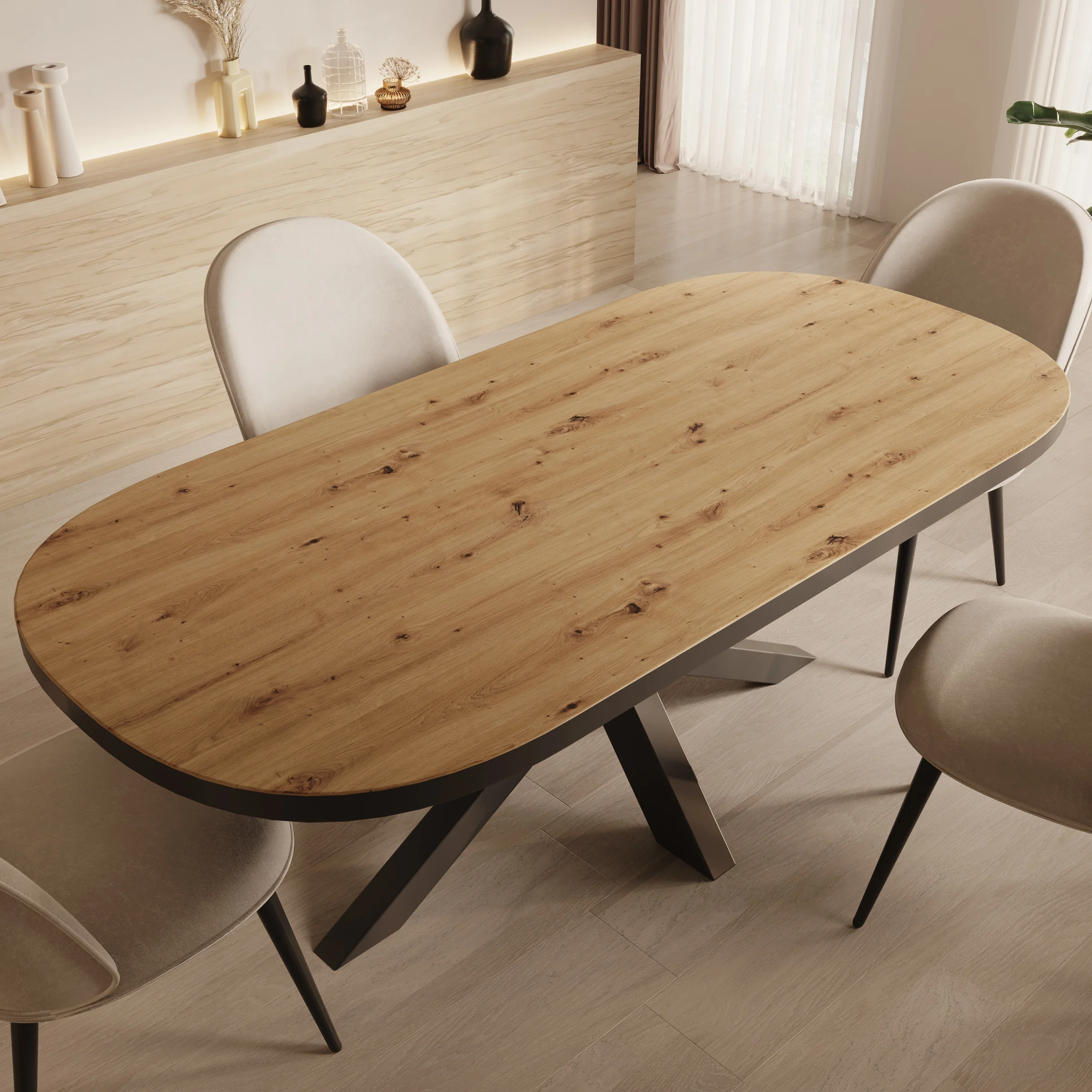Ovelis - Eetkamertafel - Eikenpatroon - 209x100x77 cm - Image 3