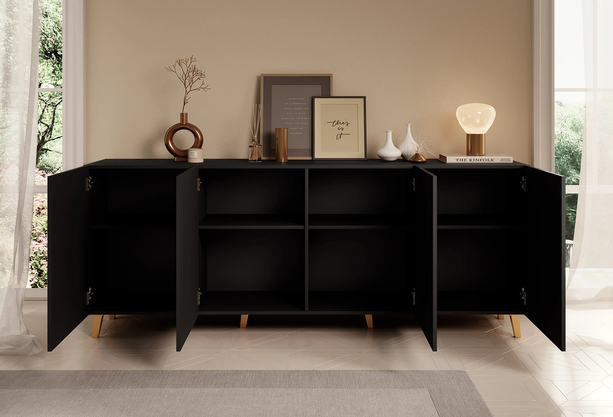 Palamos - Dressoir - Zwart - 200x40x82 cm - Image 3
