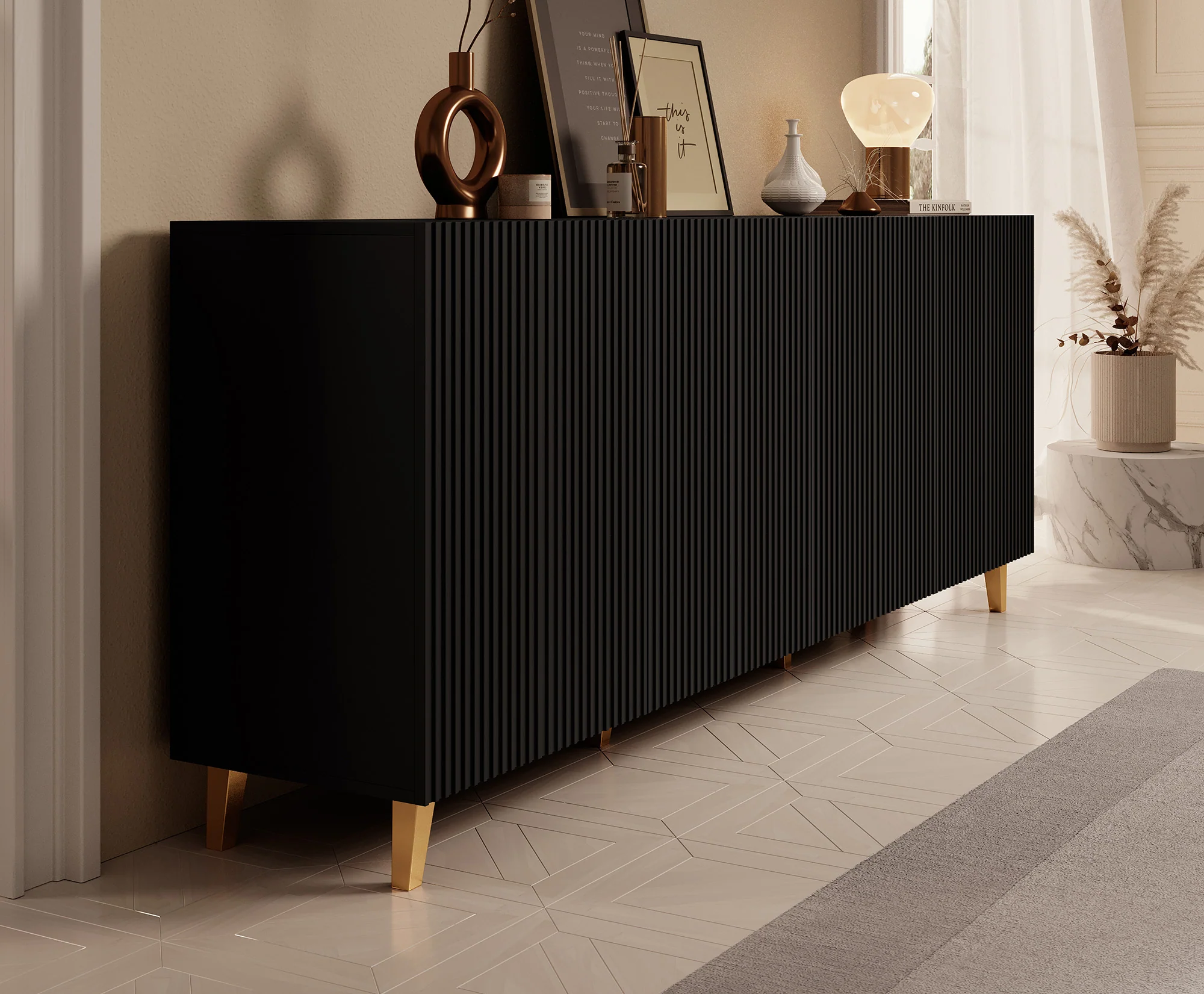 Palamos - Dressoir - Zwart - 200x40x82 cm - Image 4